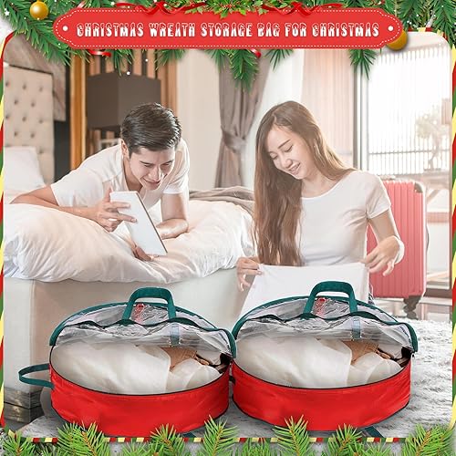 Miniatura 5 de Shappy Bolsa de almacenamiento de corona de Navidad, contenedores de almacenamiento de plástico para coronas, contenedor de coronas, decoración de