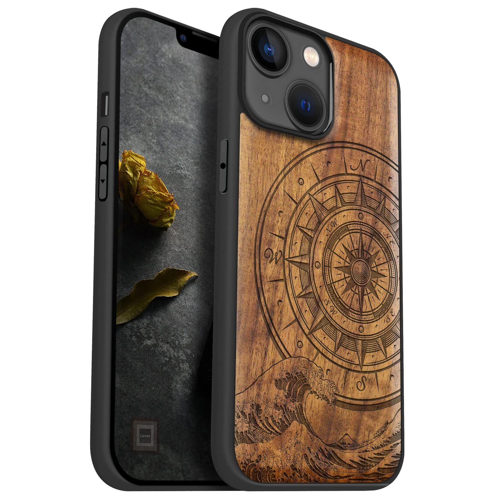 Carveit Custodia In Legno Per iPhone 14 Pro Cover avec magnetico
