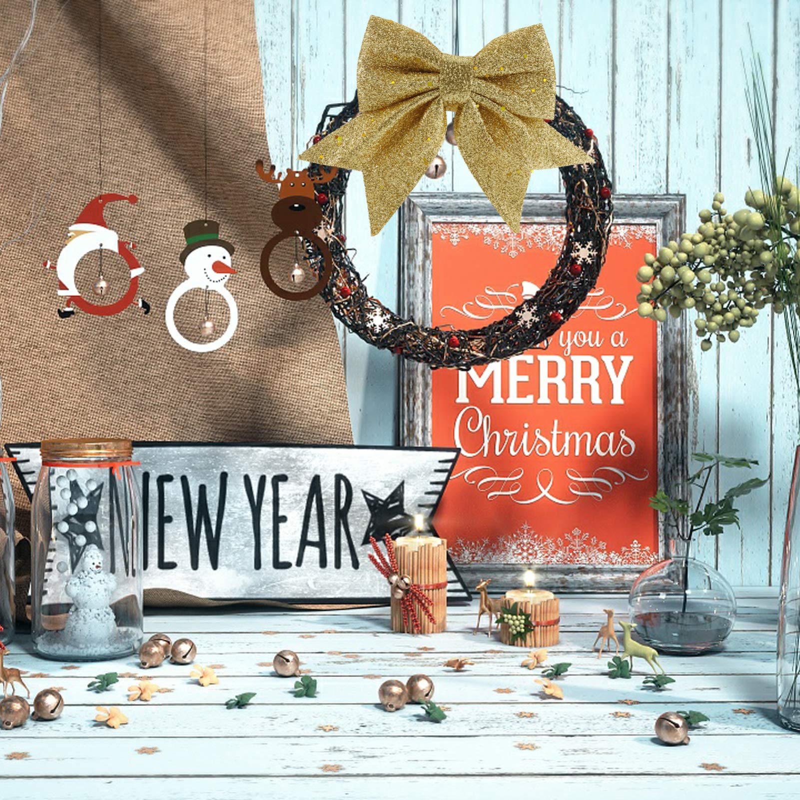 Ciieeo 3 Piezas Oro Navidad Arco árbol Navidad Lazo Tela Navidad Ornamento Christmas Tree Decoraciones Boda Arco árbol Navidad Adorno Lazo Mini