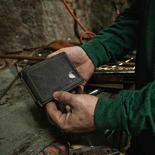 Miniatura 7 de Carhartt carteras billetera y pasaporte para hombre duradera billetera plegable disponible en cuero y lona Negro, Marrón, Rough Cut - Black, Rough
