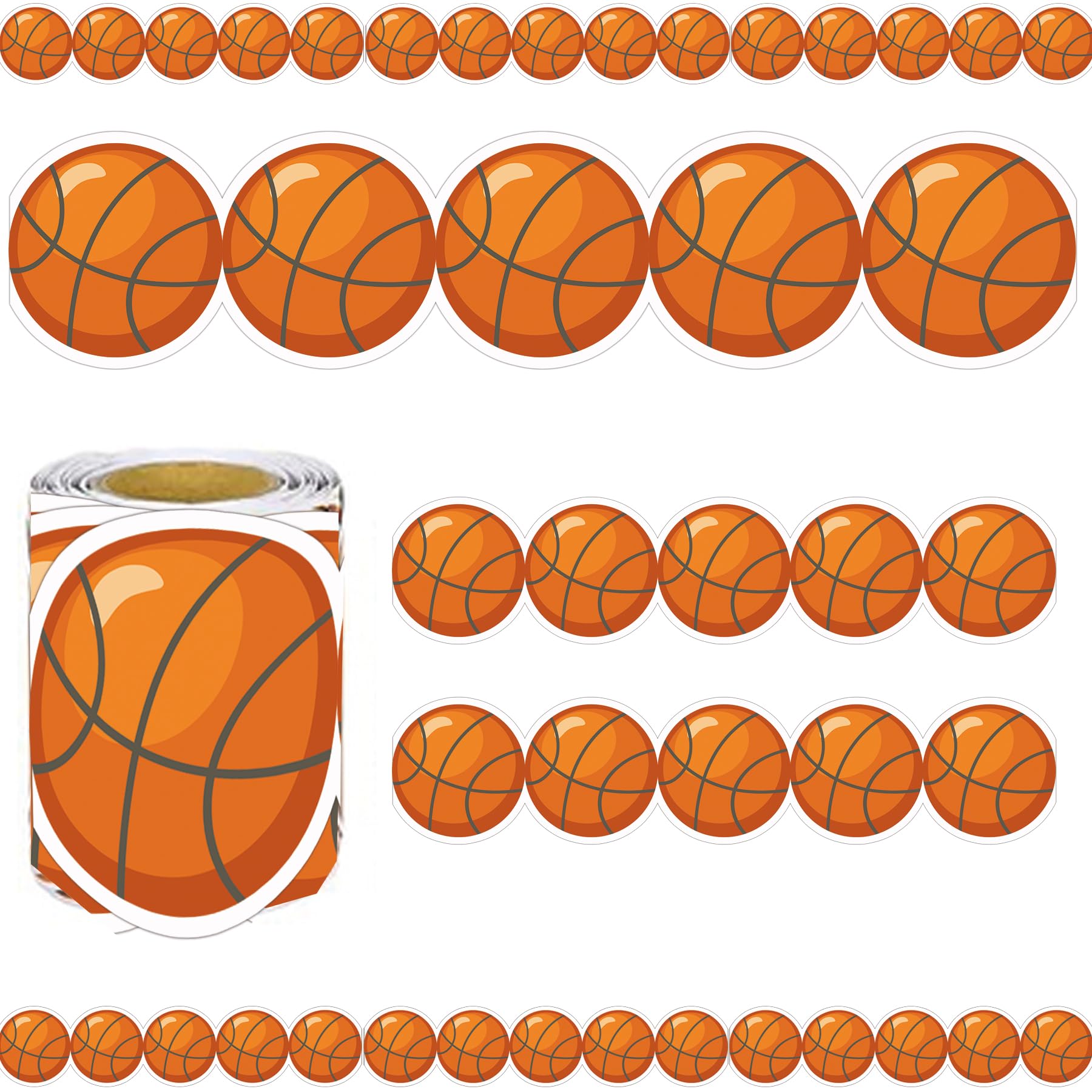 32.8 ft Sports Theme Bulletin Board Borders Football with Fire Basketball Cutouts Paper Multi-Sport Bulletin Board Trim for School Classroom Office Youth Sports Event (Basketball)