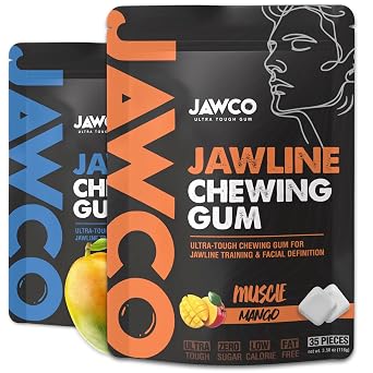 JAWCO Ultra-Tough Jawline Gum Variety 2-Pack | Mango & Berry | Get a Stronger, Squarer Jawline | 15X Harder than other Gum | Jaw Training Hard Chewing Gum | Chisel & Sculpt your Jawline