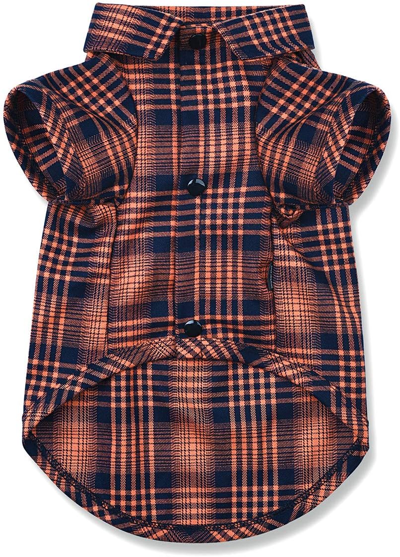 CtilFelix Dog Shirt Plaid for Small Dogs Cats Puppy Boy Girl Dog Clothes Soft Pet T-Shirt Breathable Cat Shirt Clothes Tee Adorable Halloween Thanksgiving [Orange#2; Small] : Pet Supplies