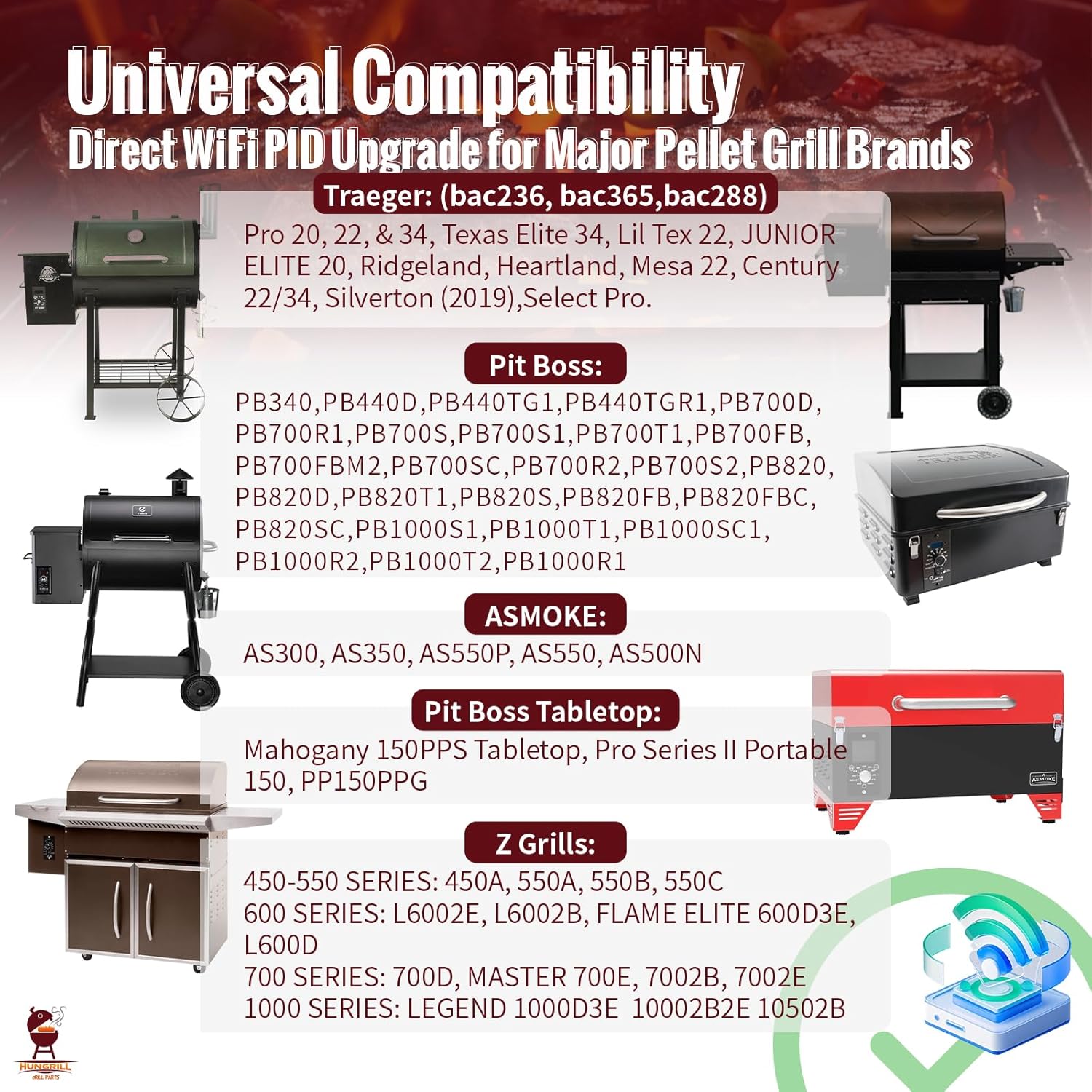 Universal WiFi PID Controller Kit with Smart APP Control Board & High-Accuracy RTD Grill Probe | Core Upgrade Replacement for Pit Boss, Traeger, Z Grills, Asmoke and More