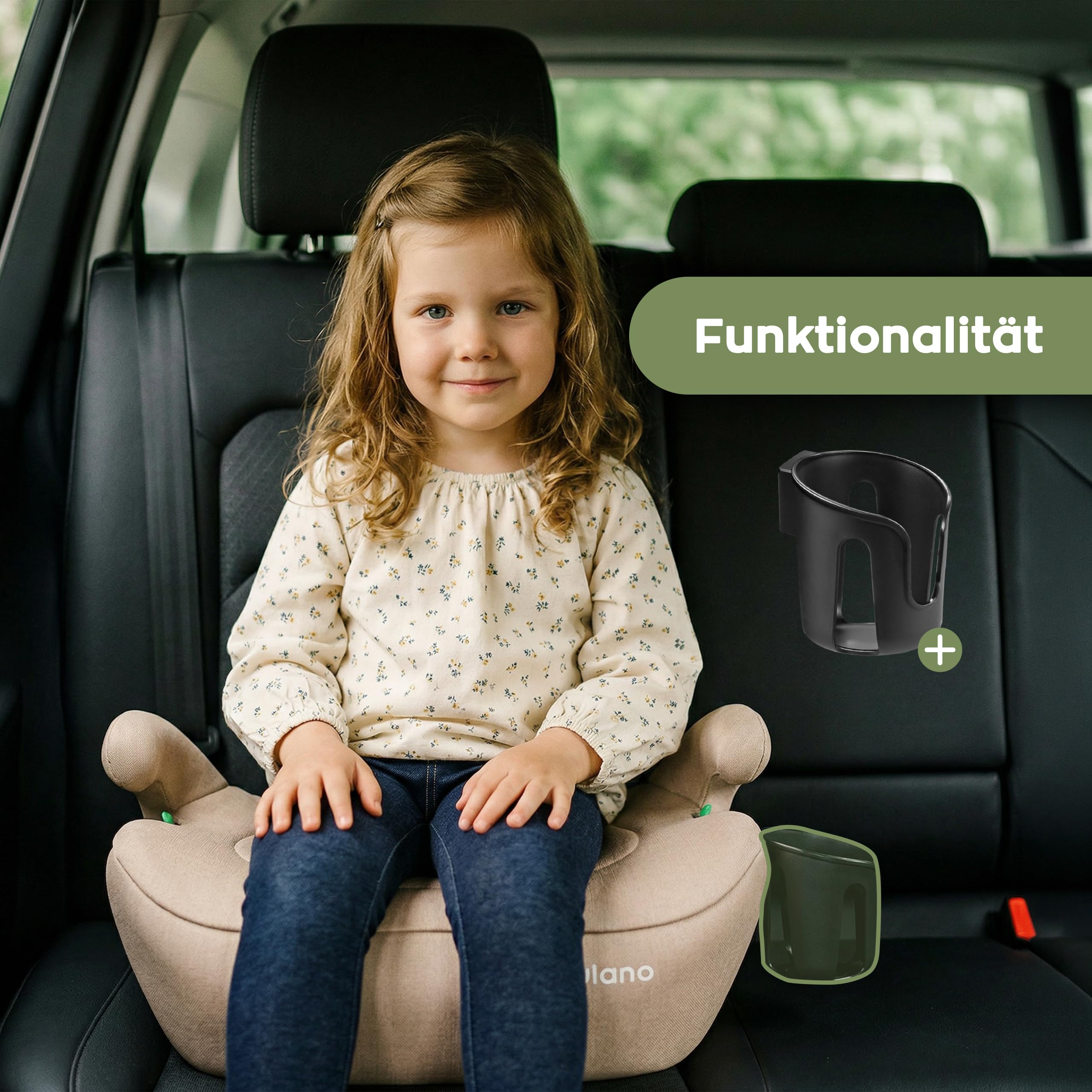 Tulano Cabby 20 Kindersitzerhöhung ab 6 jahre - 125-150 cm Kindersitz | 15-36 kg - Sitzerhöhung auto - Leichtgewichtige - Vorwärtsgerichtet - Getränkehalter - Beige