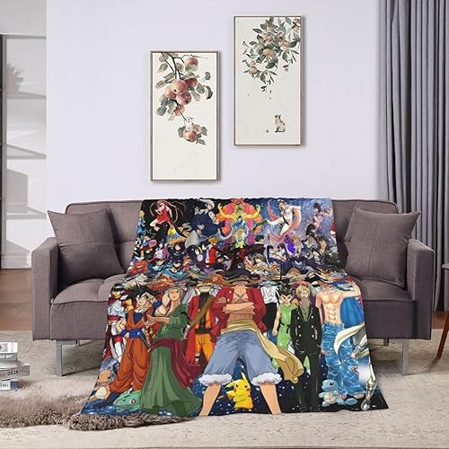 Miniatura 9 de Manta de franela de forro polar de dibujos animados de anime, para todas las estaciones, ligera para aire acondicionado, manta cálida para silla,