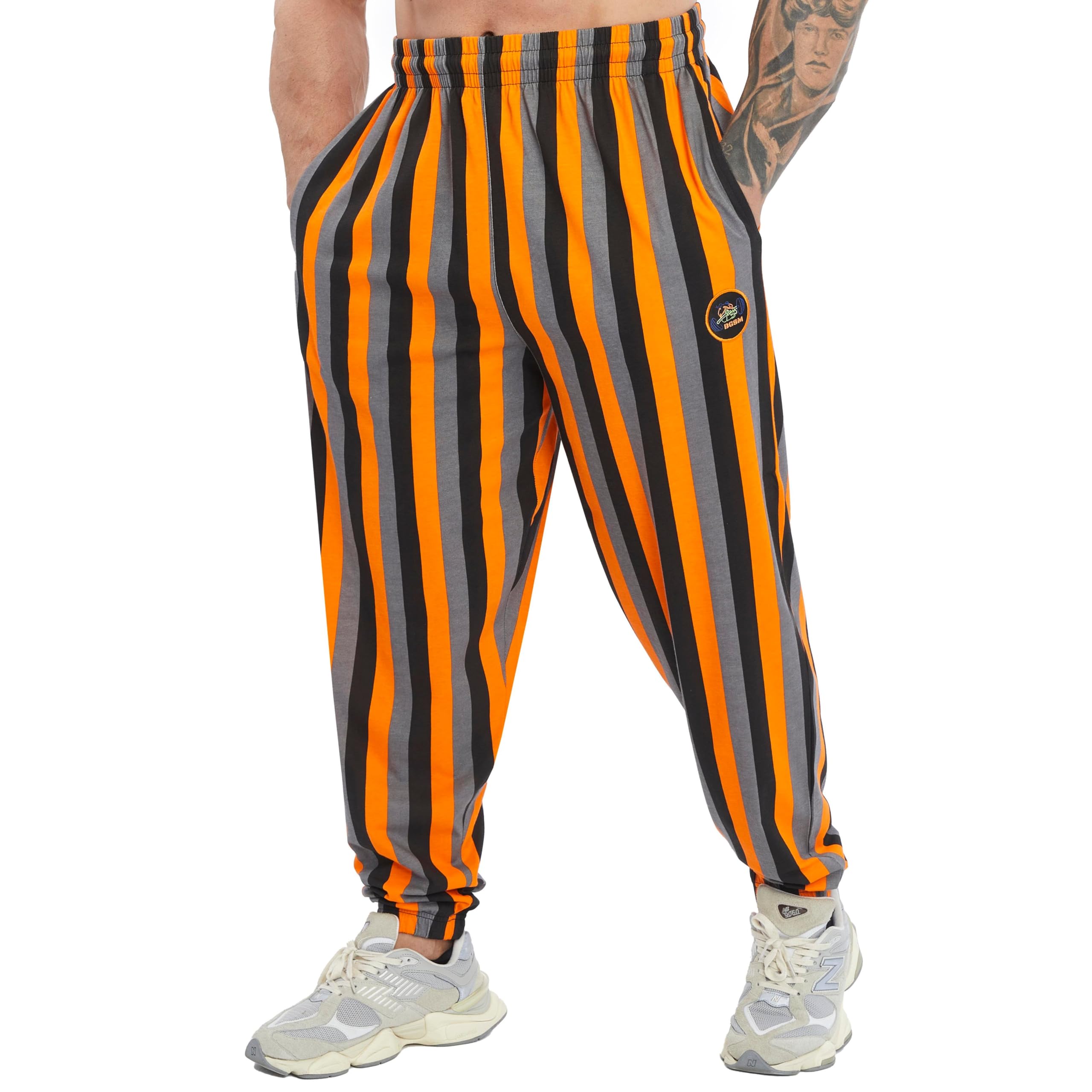 Pantaloni da jogging da uomo in cotone 100% cotone con tasche, pantaloni larghi da palestra e allenamento