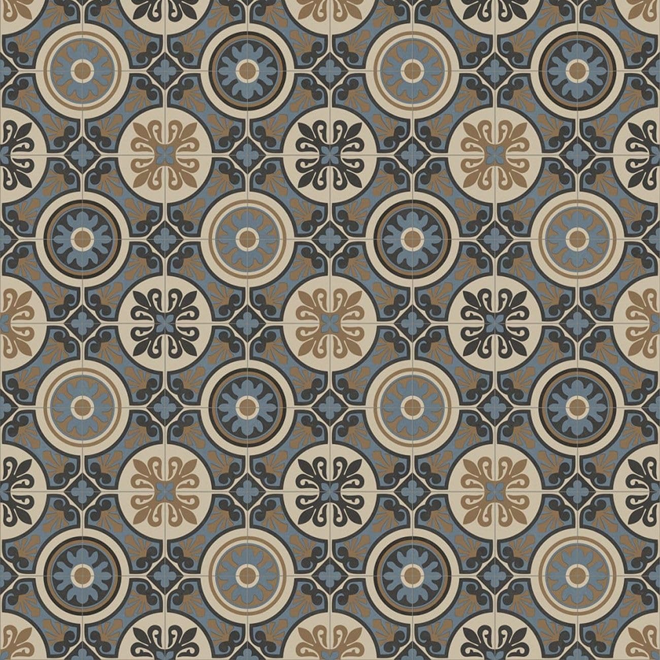 VINYL FLOORING UK Lifestyle Baroque Lisbon Beige & Blue Designer Effect Non Slip Vinyl Flooring for Bathroom Kitchen Living Room-2W(6'6") X 1L(3'3")