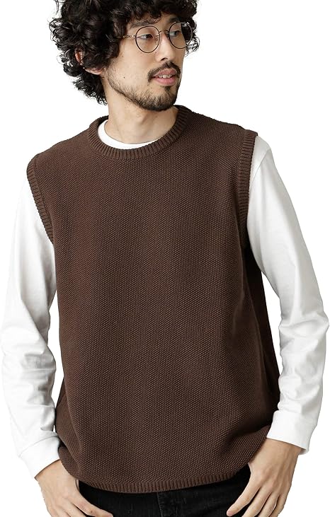 Amazon ナノ ユニバース Nano Universe カノコ編みクルーネックニットベスト S ブラウン Nano Universe ベスト 通販