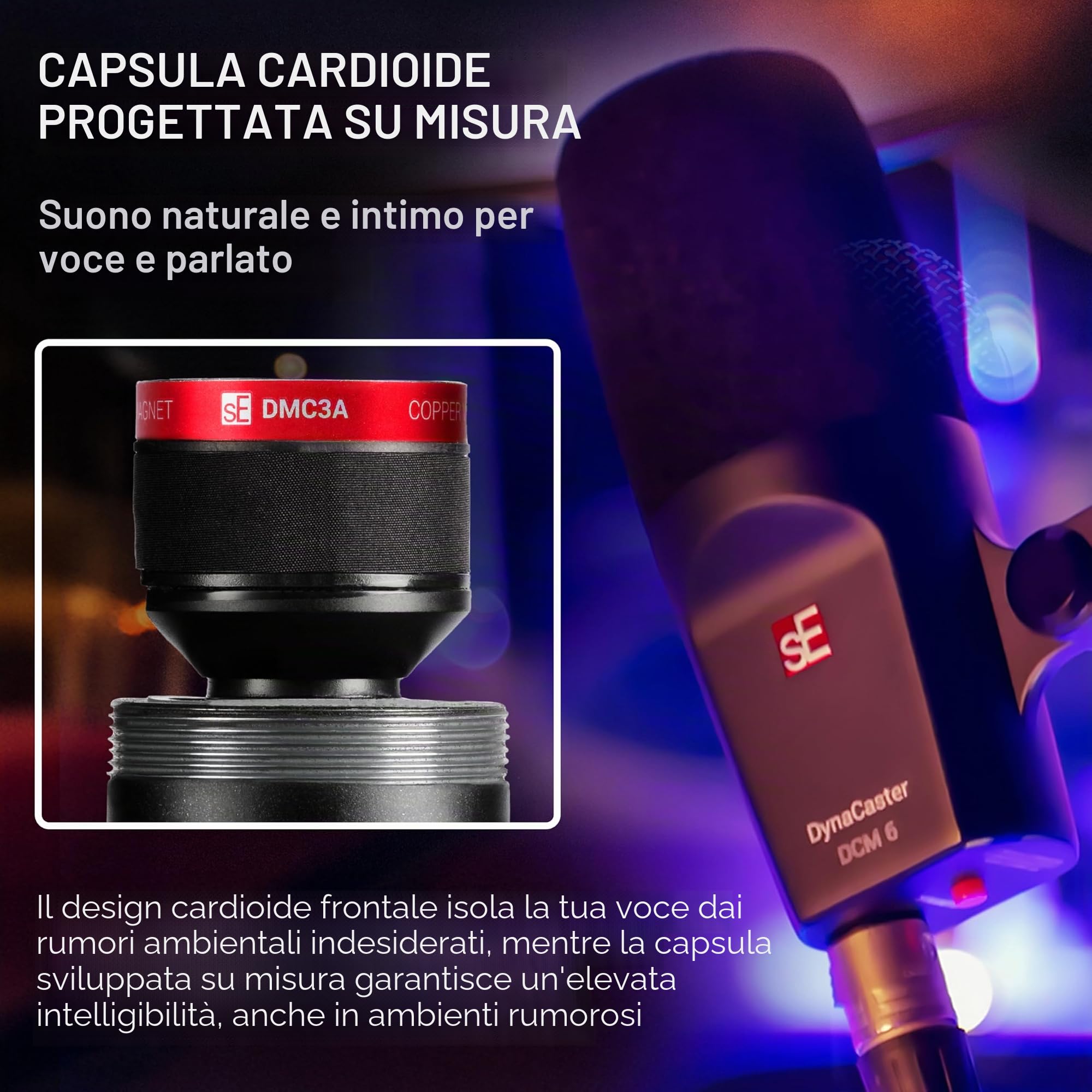 SE Electronics DCM6 Dynacaster DCM 6 Broadcast Microfono, Nero