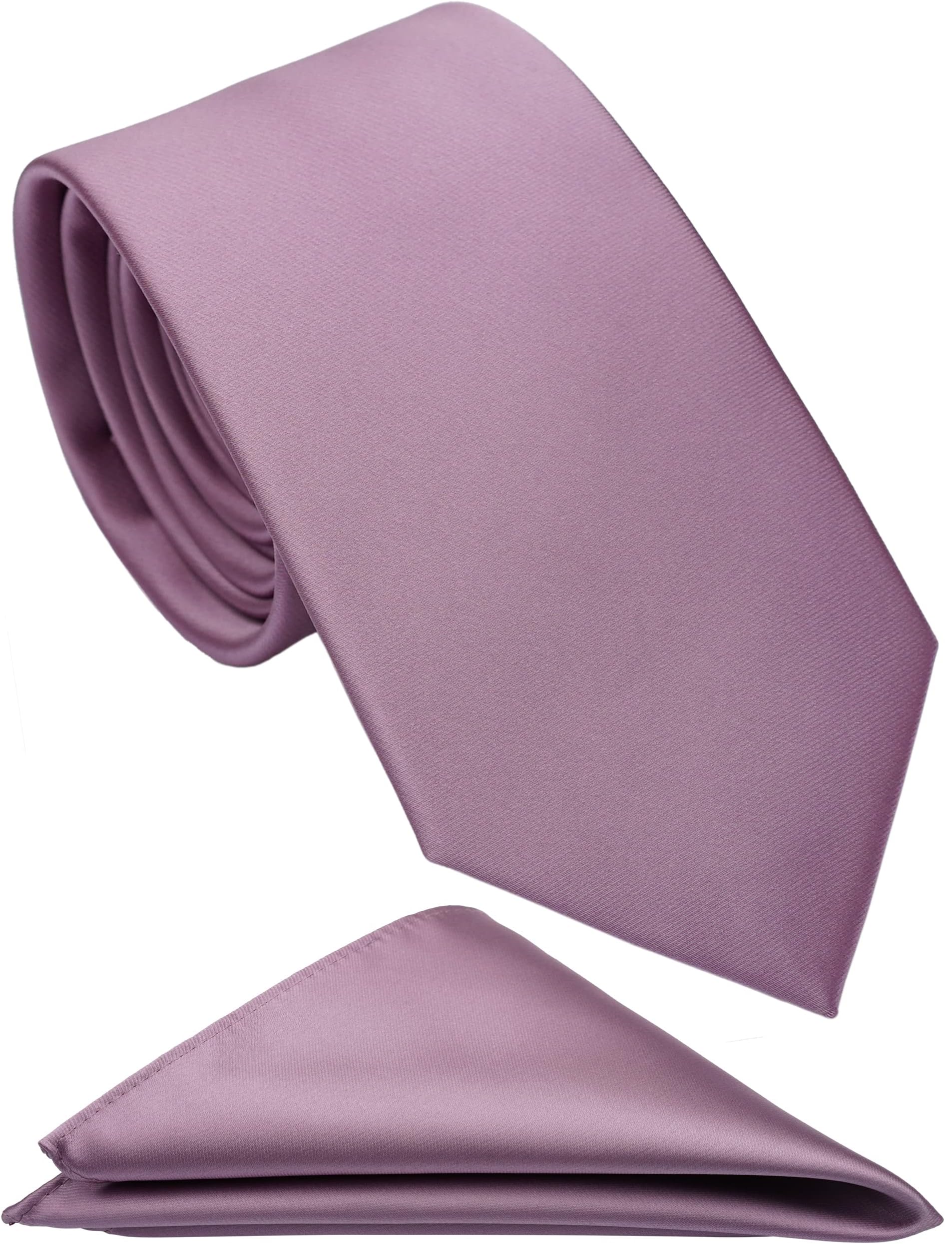 ZENXUSRegular Tie and Pocket Square for Men, Solid Color Necktie Set, 3.2 inch Standard Width
