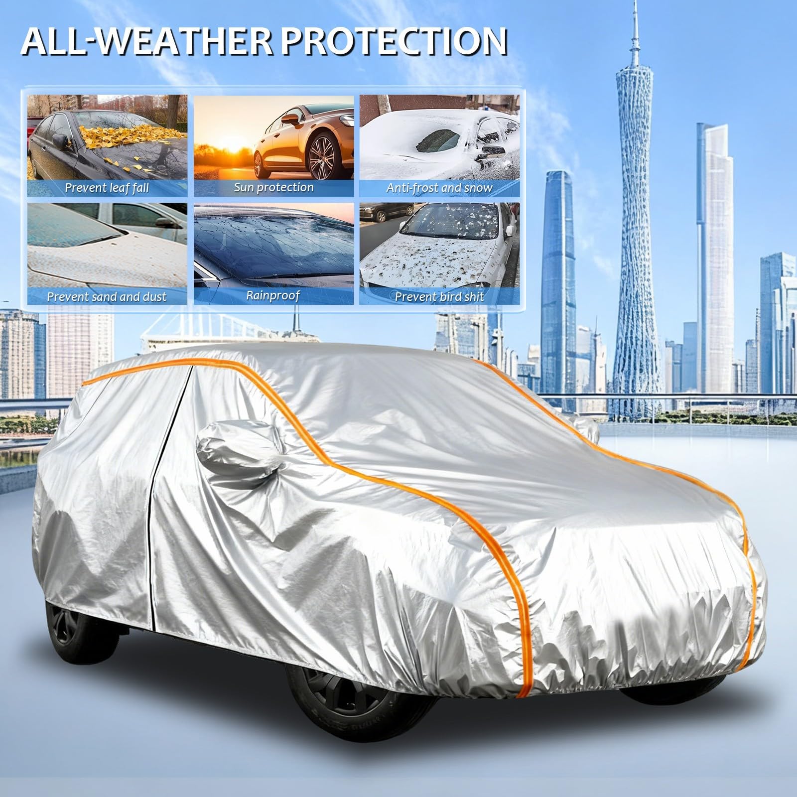 Funda Coche Exterior Hecho para Fiat 124 Spider 2016-2024 2025, Impermeable Lona Coche Transpirable Fundas Completa para Todo el Año Resistente Al Polvo Lluvia Nieve Rasguño
