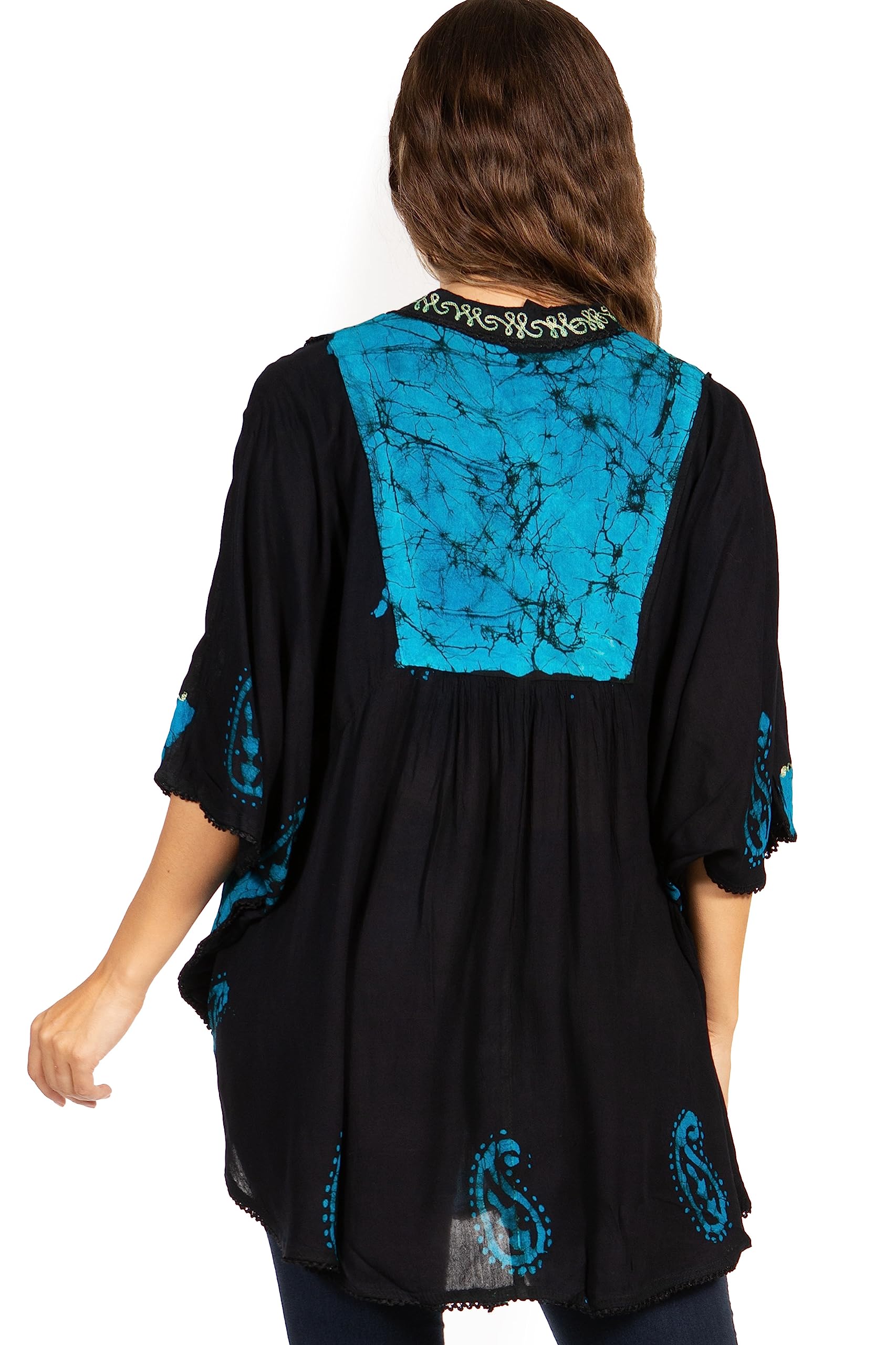 Sakkas Amori V-Ausschnitt Stickerei Poncho Top/vertuschen