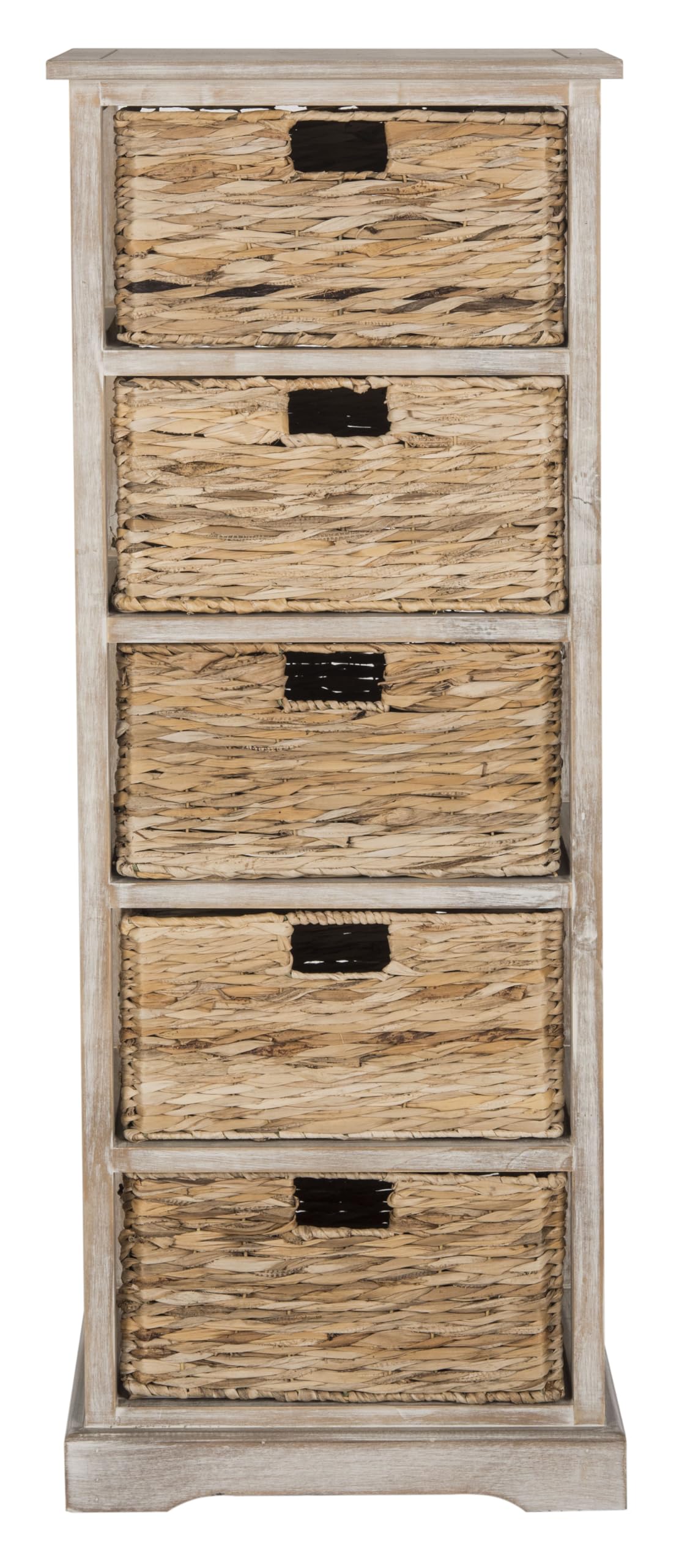 SAFAVIEH Home Collection Vedette Vintage White 5-Drawer Wicker Basket Storage Tower (Fully Assembled)