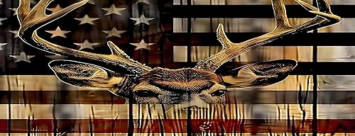 Miniatura 7 de Alfombrilla de mouse grande para juegos, diseño de bandera estadounidense de grano de madera, caza, ciervos, base de goma antideslizante, adecuada