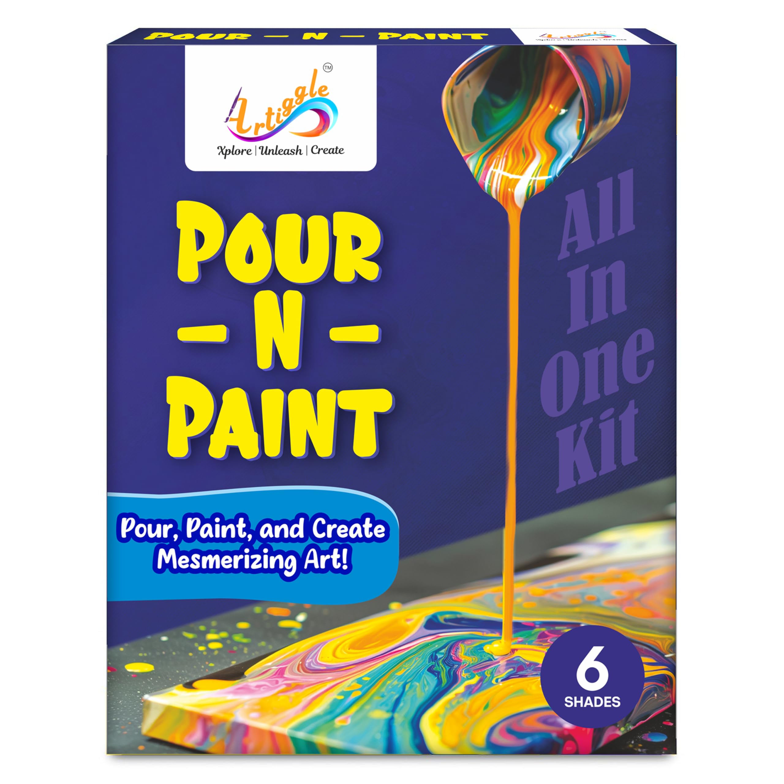 Artiggle Pour-N-Paint,Fluid Acrylic kit | Pouring Paint | Creative Activity Kit for All Ages Kid | Craft Activity for Girls & Boys | Fluid Art Paint kit | Coloring and Painting Kits| Gift Set for All-picture-18