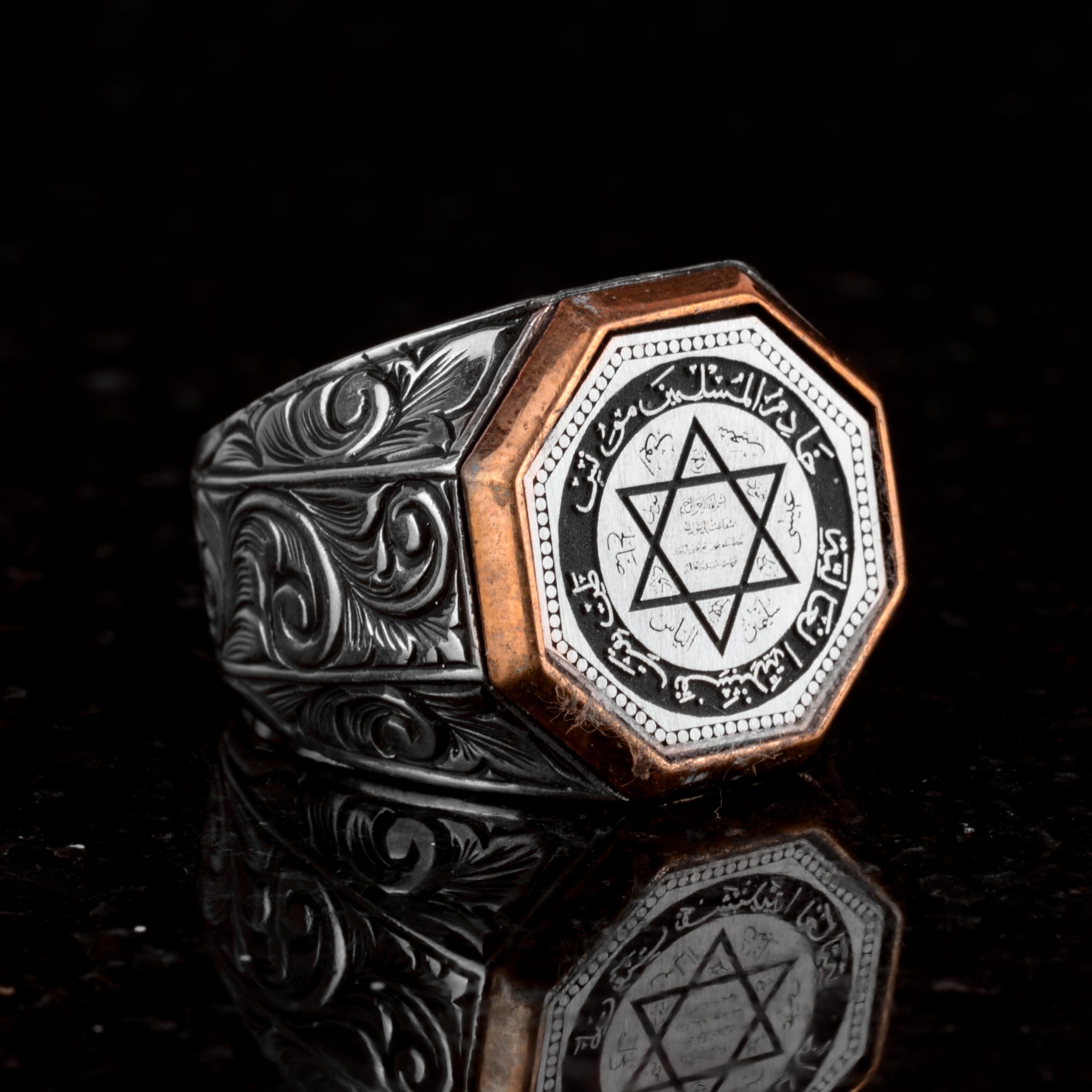 KAMBO Anillo de plata de ley 925 hecho a mano con sello de Salomón, anillo de plata de ley 925, de de 925, sin piedras preciosas, Sin piedras preciosas