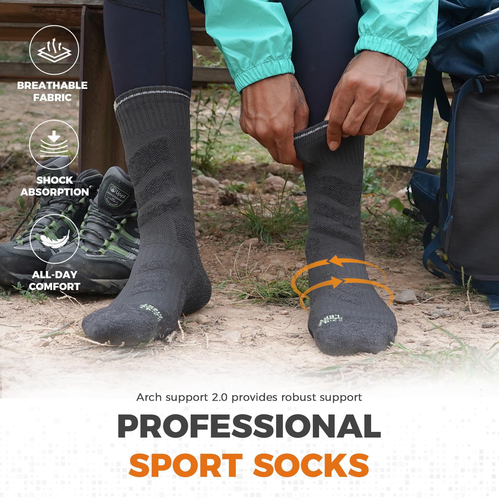 Calcetines de compresión de lana merino antiampollas para senderismo al aire libre, para hombres y mujeres, transpirables, absorben la humedad, acolchados, puntera sin costuras, (3 pares)
