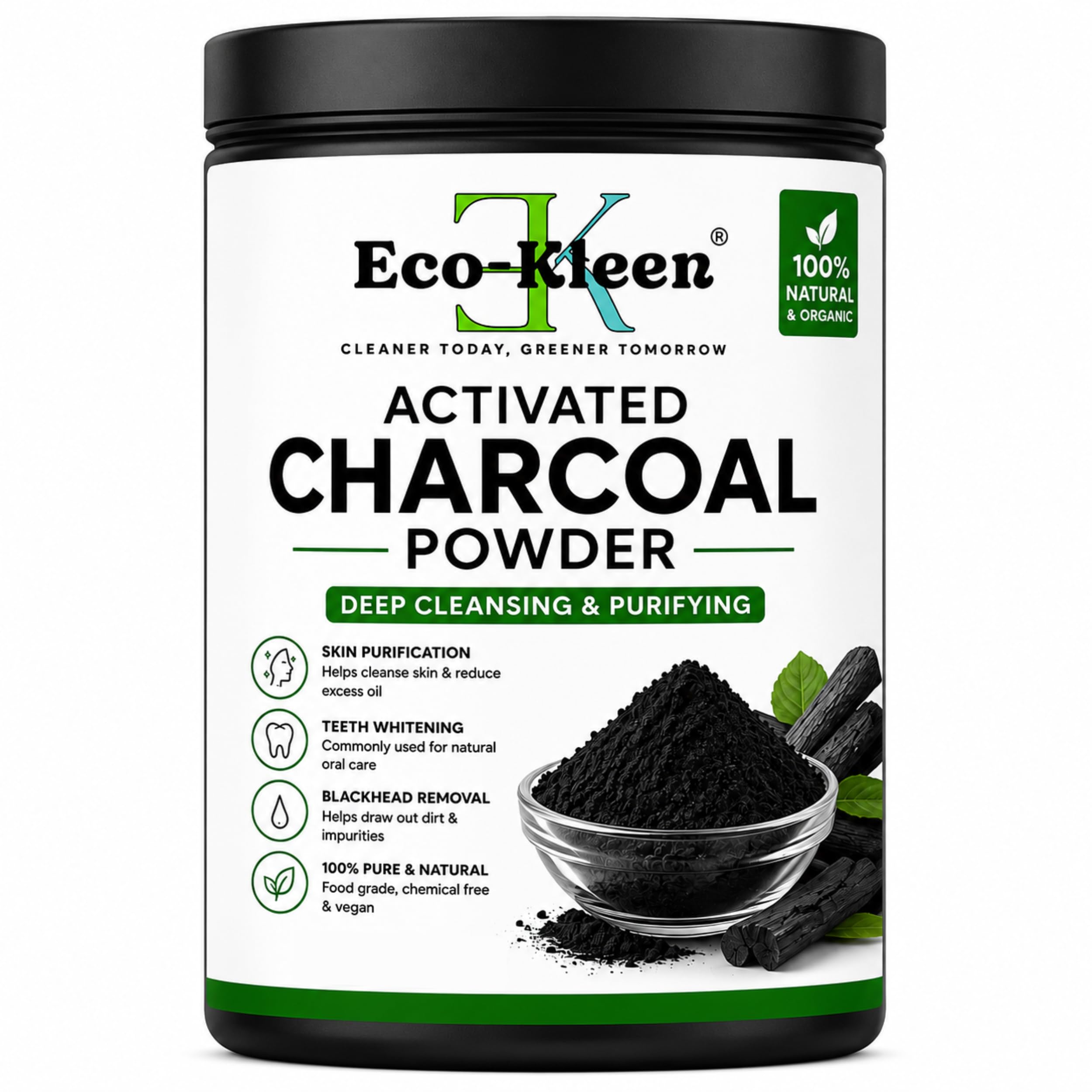 Eco-Kleen | Activated Charcoal Powder | for Teeth Whitening, Skin Purification, Blackhead Removal | Food-Grade, Vegan & Chemical-Free (250 Gm)-image-28