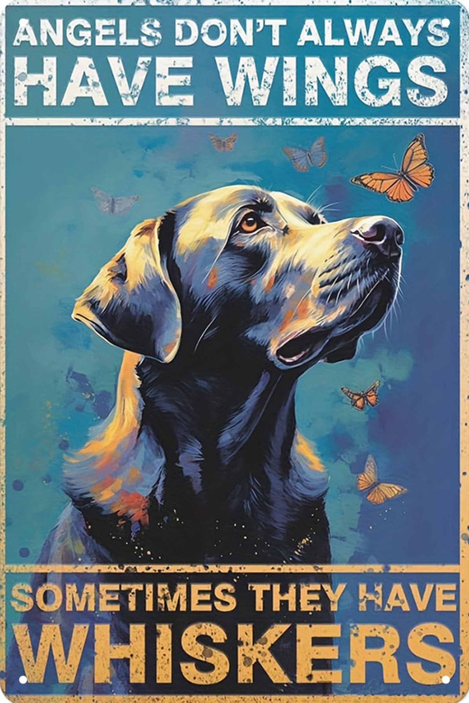 Formeyart Angels Are Dogs Vintage Funny Dog Tin Sign,Retro Love Of Dog Metal Sign,Dogs Decor For Dog Lovers Dogs House Fence Farm Home Garage 8X12 Inches (Angels Are Dogs)