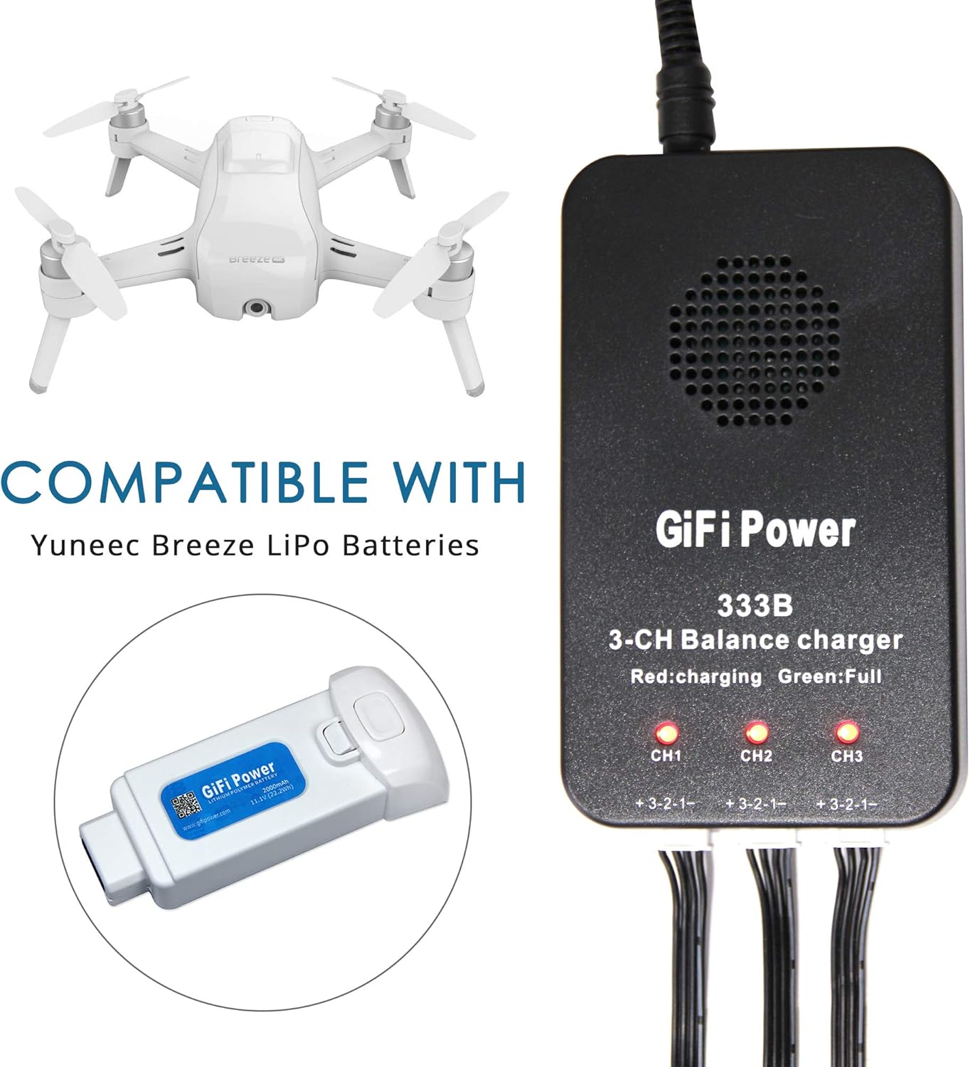 MaximalPower 3-in-1 Battery Balance Charger for Yuneec Breeze LiPo RC Drone Battery | 45-Minute Charging with Plug-and-Play Function for Easy, Quick Charging (Charger ONLY)