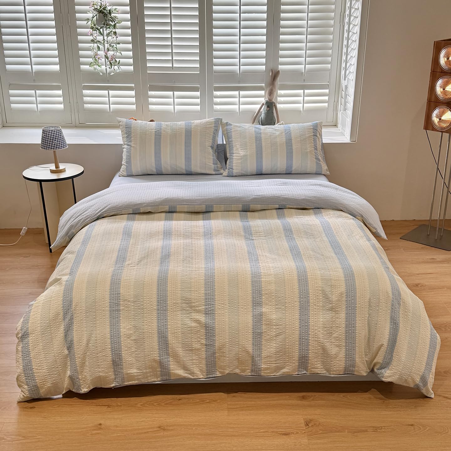 ZIQINPSQ Coastal Blue Stripe Duvet Cover Set Single Size, 1 Pillowcases — image 1