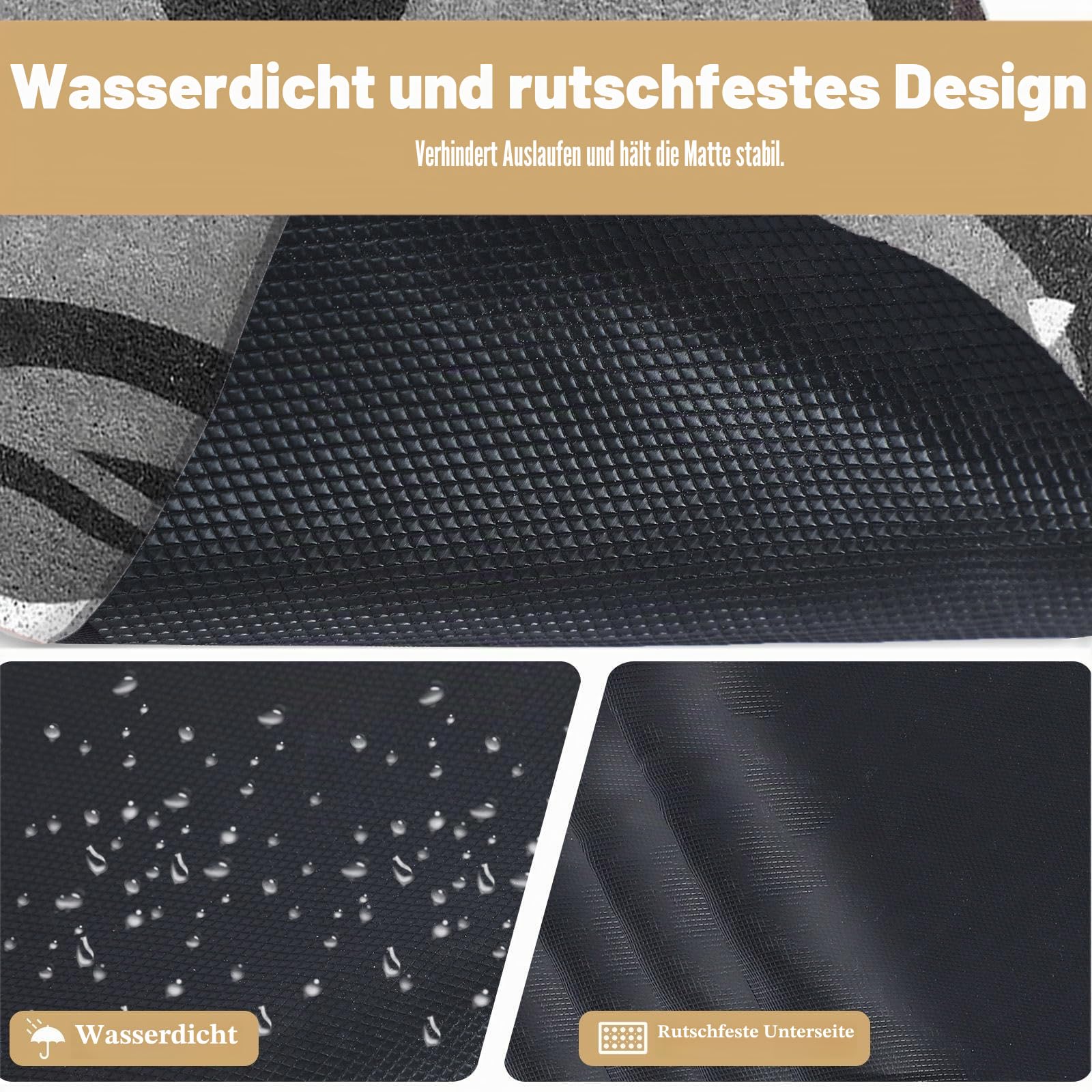 Katzenstreu Matte, 90 x 60 cm Katzenklo Matte Groß für Katzenklo, rutschfest und wasserdicht Katzentoilette Matte, leicht zu reinigen, niedliche weiche PVC Katzenklo Unterlage, Grau