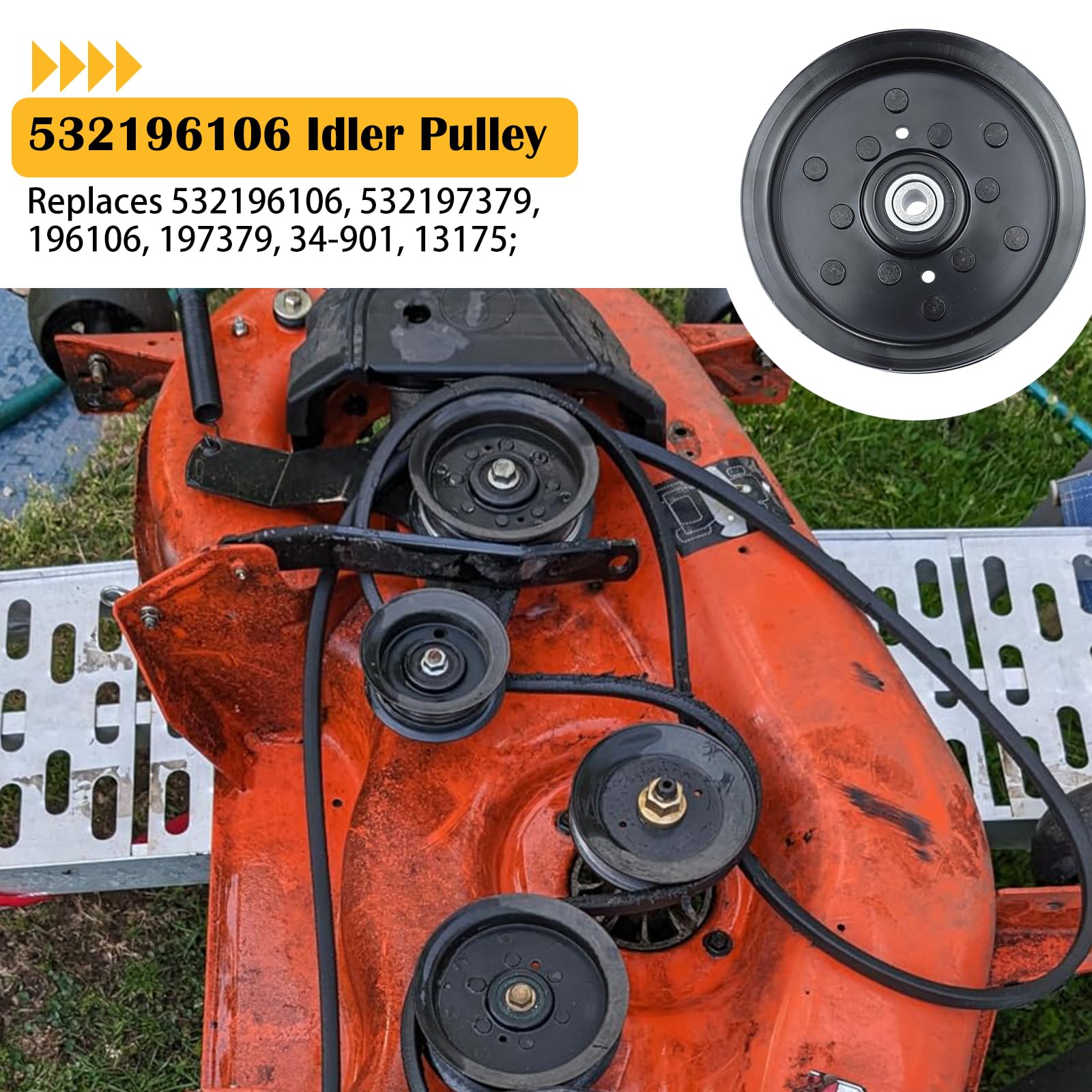3PK 197379 Idler Pulley Craftsman for Husqvarna Z254 YTH22V46 Mower — Amazon image 2