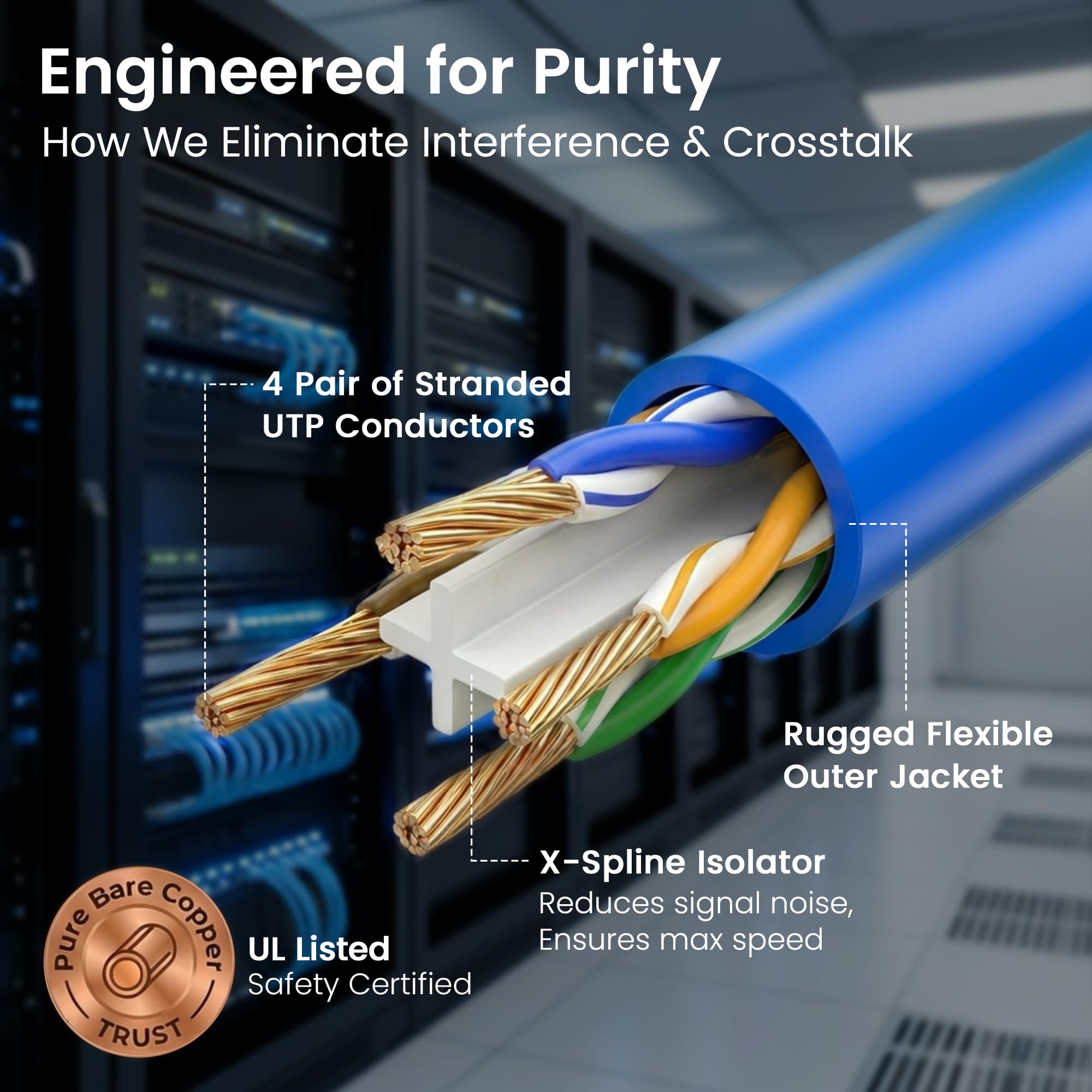 GEARit Cat 6 Ethernet Cable (10-Pack 3 Feet) Cat6 Network Patch, 10Gbps, RJ45, Snagless Cord, Gold-Plated Connectors, Internet for PC, TV, Tablet, Router, Printer, Servers, IT Data Center - Blue - 3