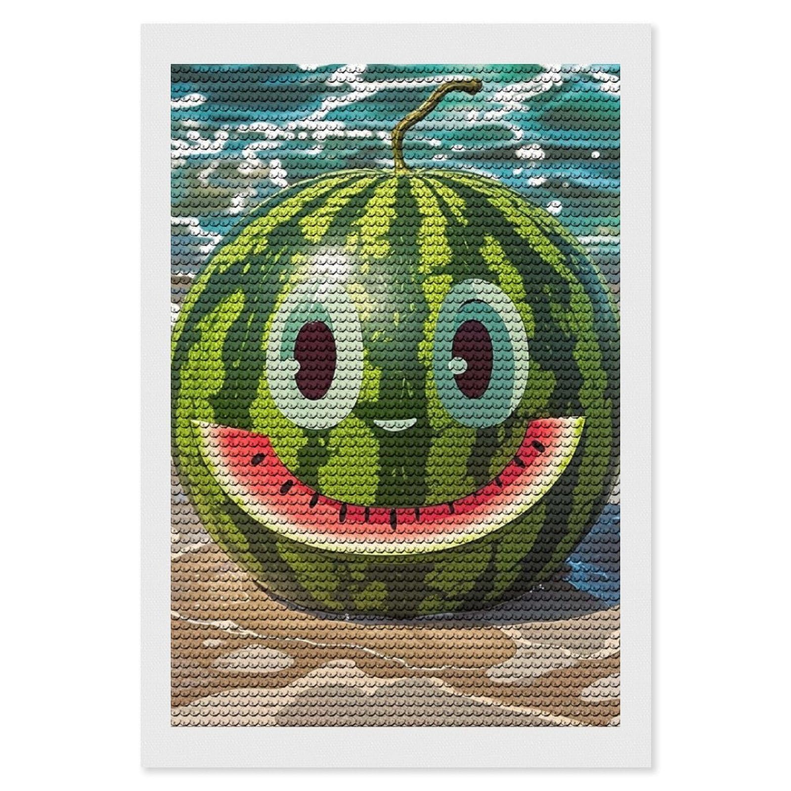 Watermelon with Smiley Diamond Painting Kits for Adults, DIY 5D Diamond Painting Kits for Beginners, Round Full Drill Diamond Dots Paintings, Diamonds Pictures Gem Art for Crafts Home Decor 8"x12"