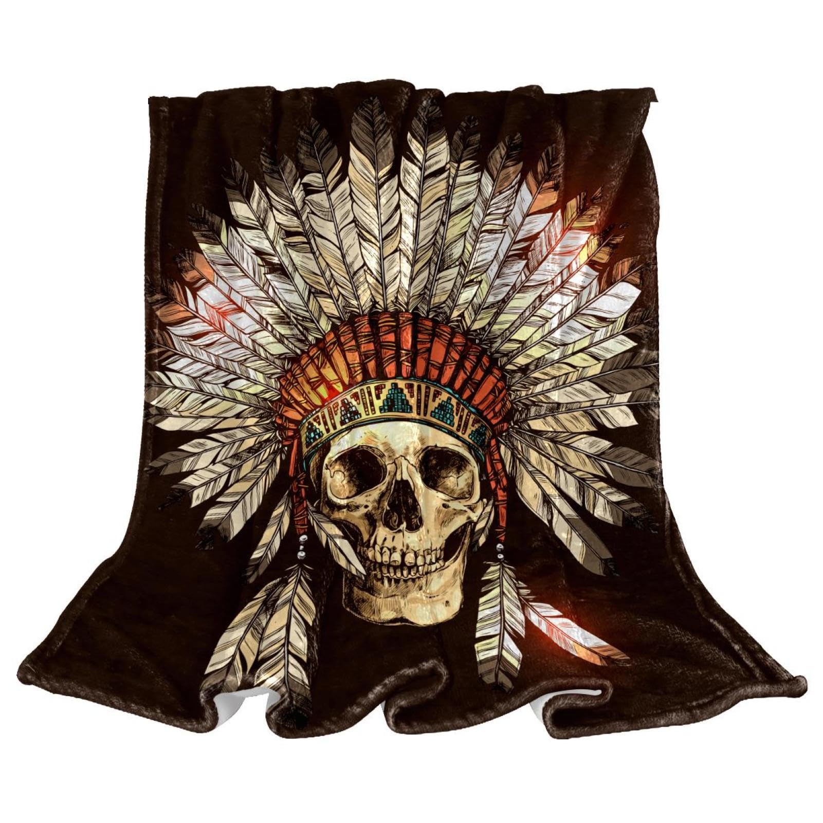 Couverture polaire crâne tribal idée cadeau originale pour un hiver bien au chaud