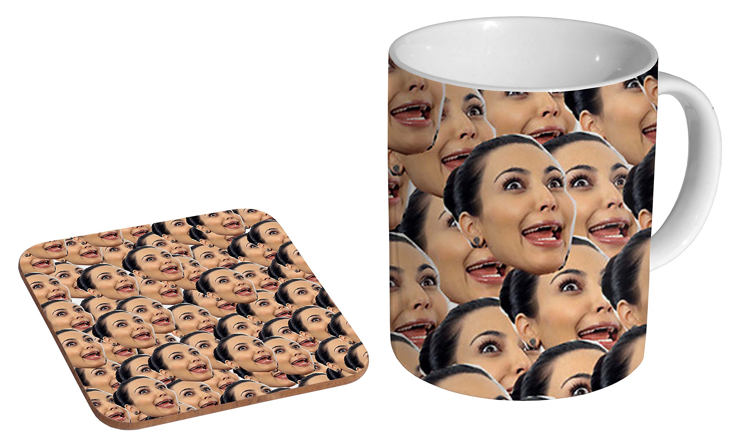 Mugmart White Kim Kardashian Collage Funny Coffee Mug + Coaster Gift Set …