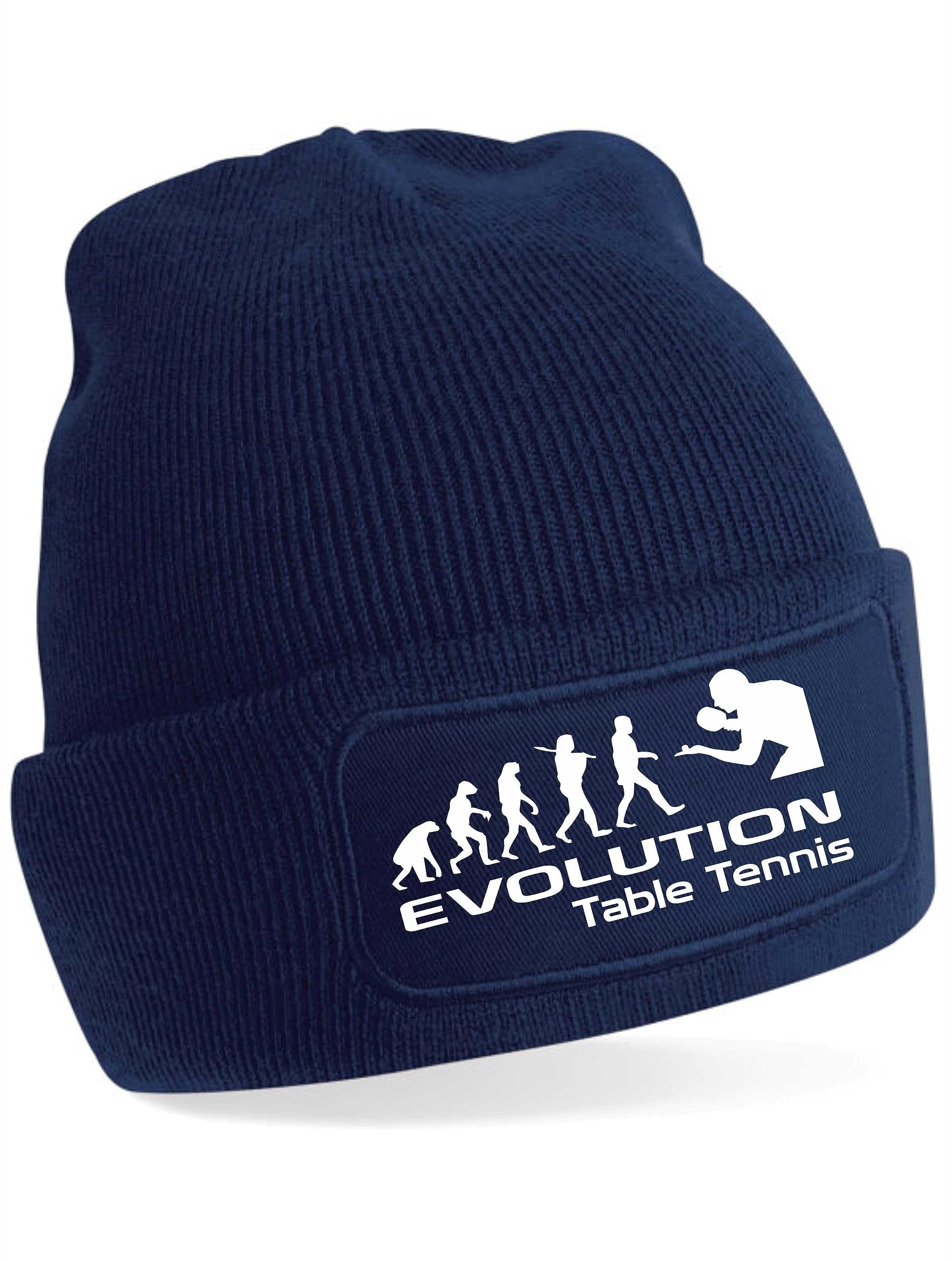 Print4U Evolution of Table Tennis Beanie Hat Sport Hobby Gift for Men & Ladies Blue