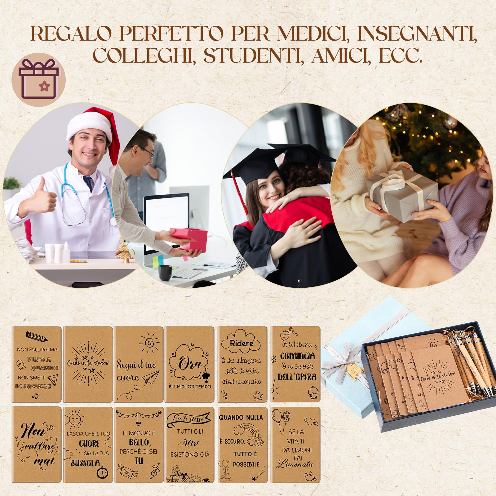 Set Regalo Motivazionale 24 Pezzi - Taccuini, Penne E Portachiavi Ispirazionali Per Colleghi E Studenti