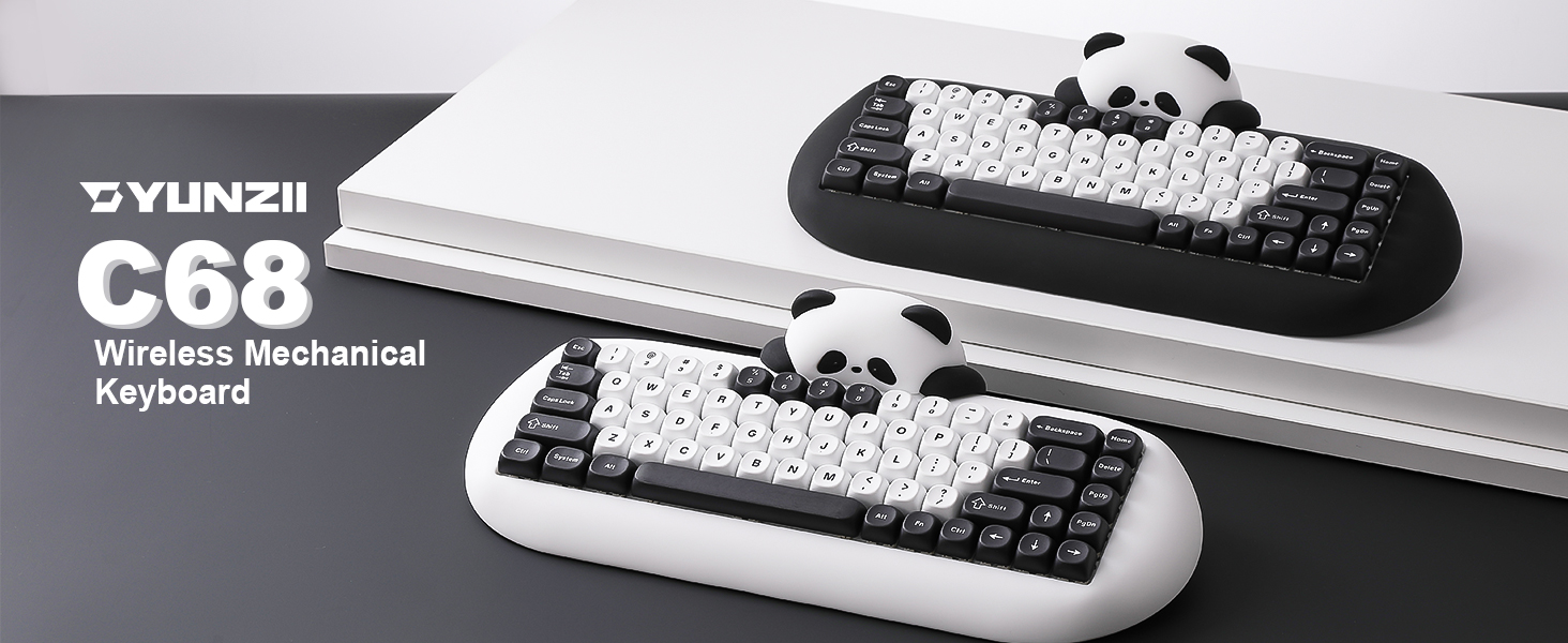 Amazon.com: YUNZII C68 Panda Wireless Mechanical Gaming Keyboard