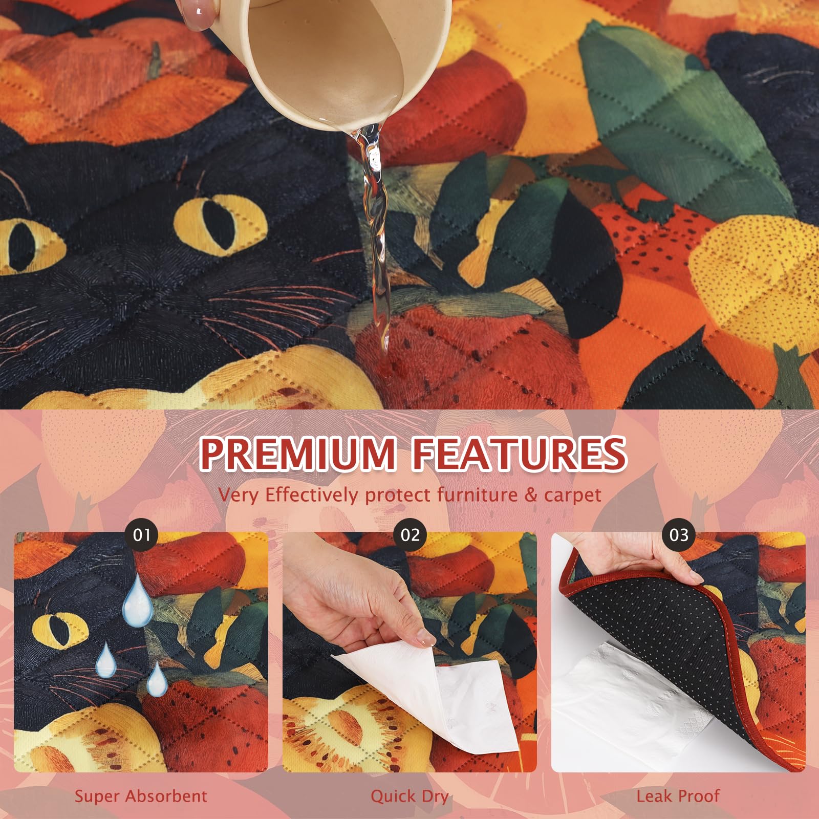 BVAGSS 2 Pezzi Tappetini Assorbenti per Cani, Tappeti Lavabili Riutilizzabili, Antiscivolo, Alta Assorbenza Addestramento traversine per cani XH081 (90x60cm,Cat)