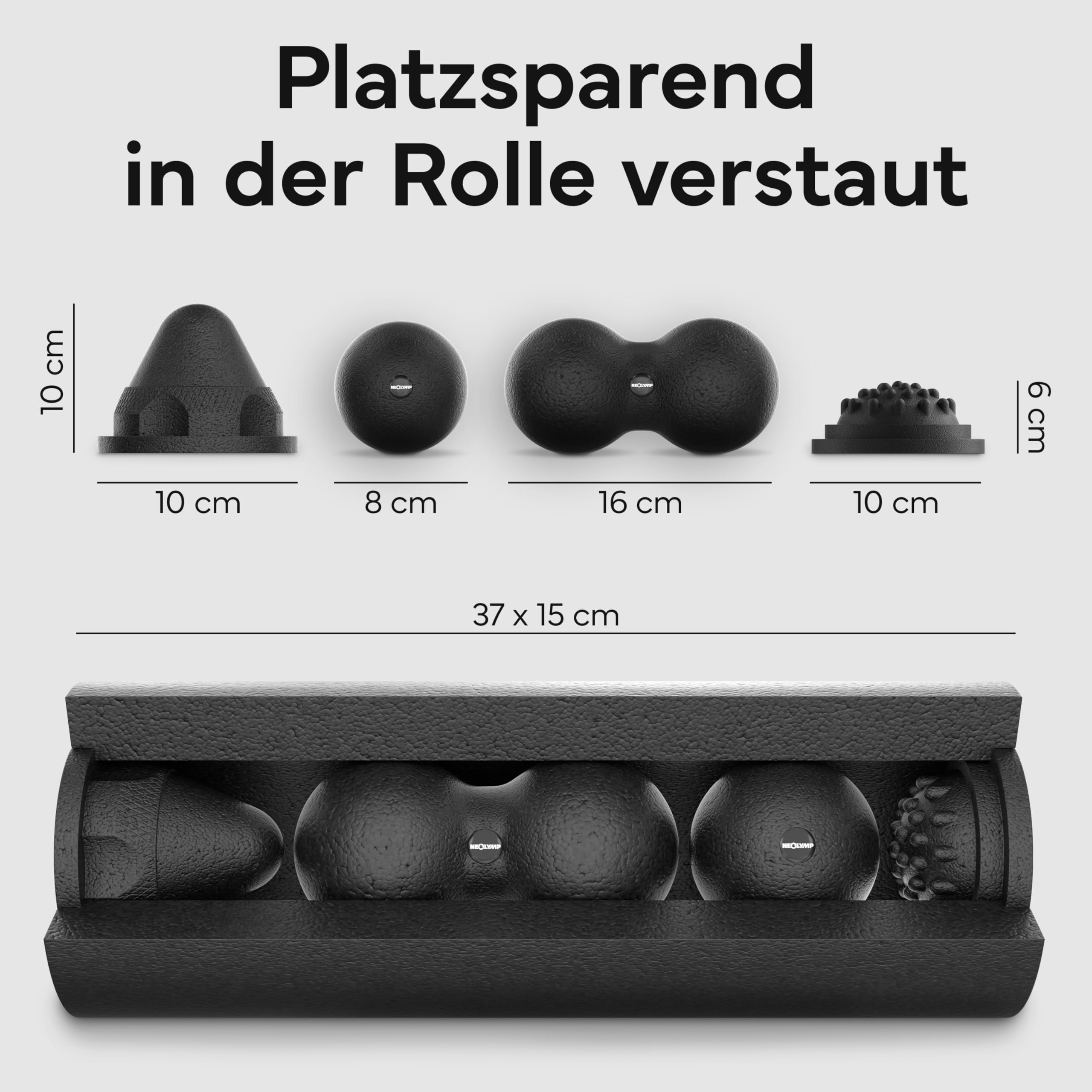 NEOLYMP Faszienrolle Set 5-in-1 Massage-Set EPP-Hartschaum Triggerpunktmassage Regeneration