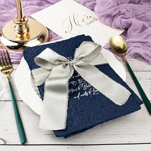 Vista 51 de Burgundy Dark Red Silk Ribbon 1-1/2 Inch x 21Yds Handmade Fringe Silky Chiffon Frayed Fabric Ribbon for Gift Wrapping, Flower Bouquet, Wedding