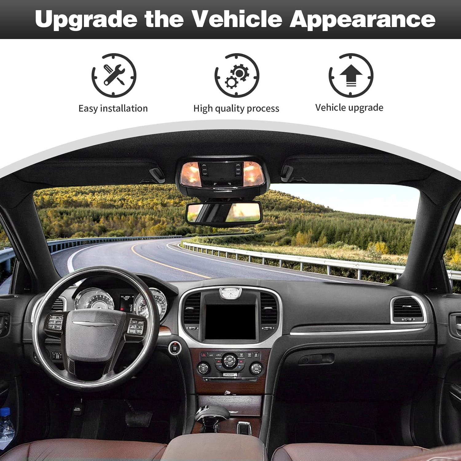 CheroCar for Chrysler Steering Button Trim Cover ABS Decoration Interior Accessories for Chrysler 300/300C 2010-2014,for Chrysler Grand Voyager 2011-2014 (Carbon Fiber)