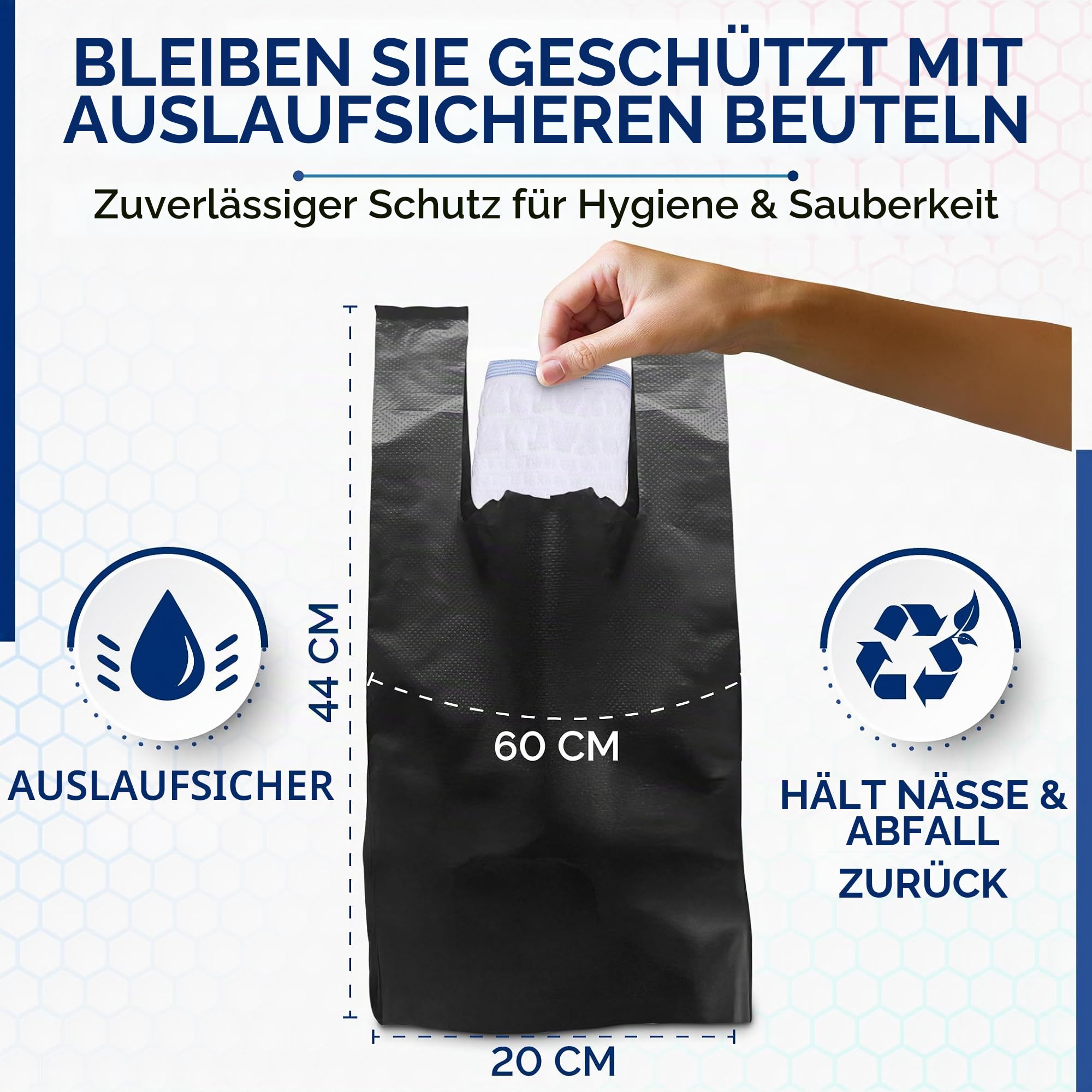 Windelbeutel für Erwachsene Extra Stark Auslaufsicher Hygienebeutel Entsorgungssäcke Inkontinenzeinlagen