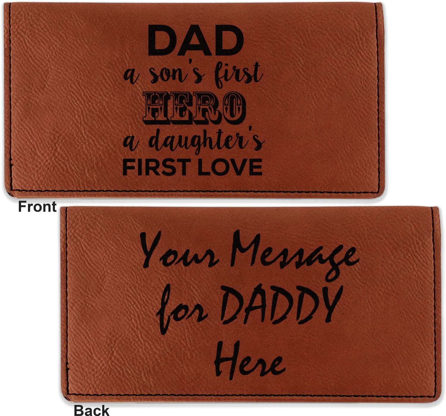 RNK Shops Personalized My Father My Hero Leatherette Checkbook Holder - Double Sided