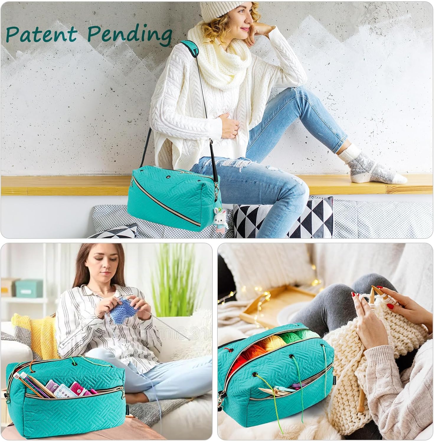MYBAGZING Crochet Bag Organizer - Knitting Bag - Yarn Storage Organizer - Yarn Bag for Crocheting - Yarn Holder for Crochet Accessories, Knitting Needles, Crochet Hooks, Crocheting & Knitting Gifts,
