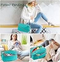 Vista 6 de Crochet Bag Organizer - Knitting Bag - Yarn Storage Organizer - Yarn Bag for Crocheting - Yarn Holder for Crochet Accessories, Knitting Needles, Teal