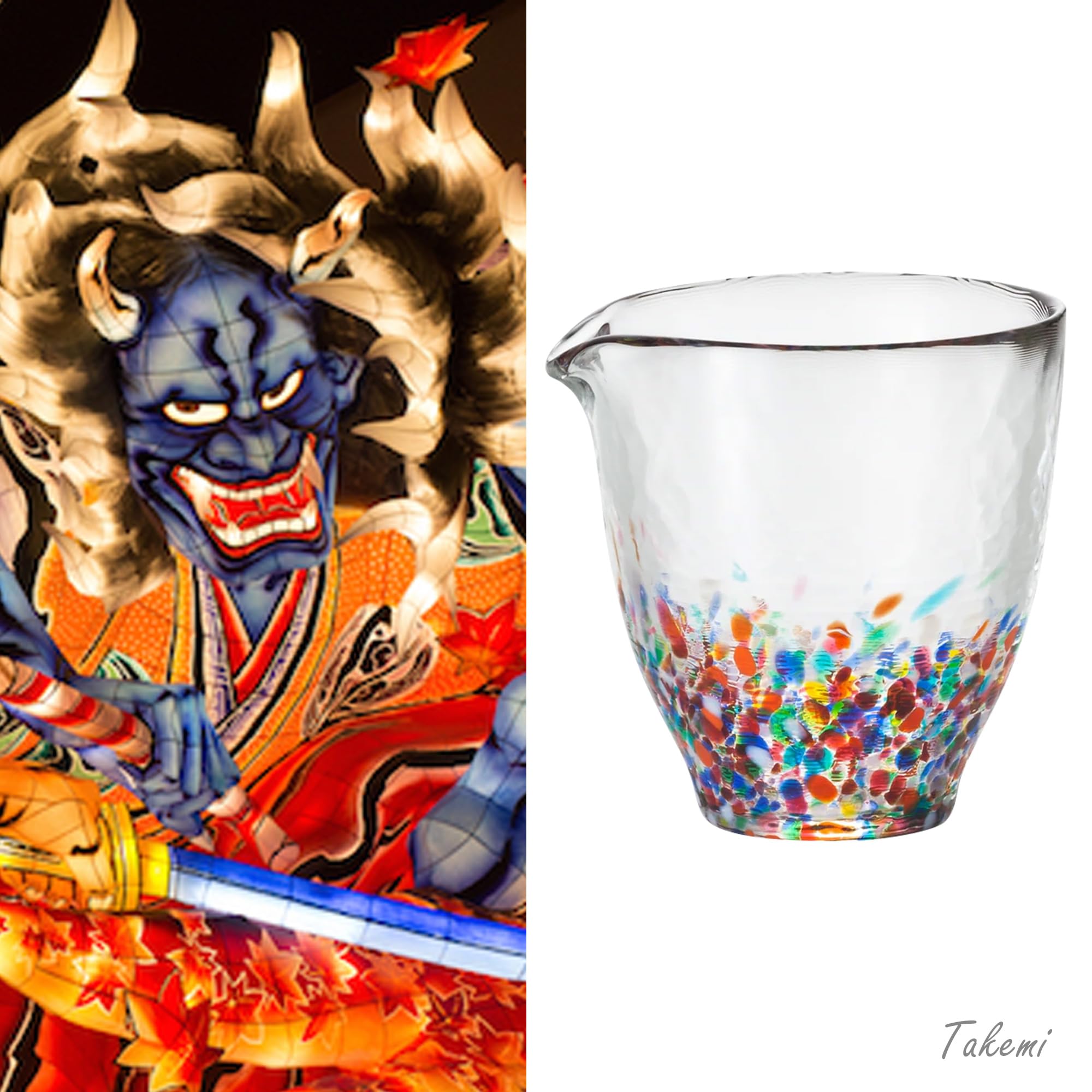 Japanese Handcrafted Sake Cups – Exquisite Artisan Glassware for Cold Sake & Shochu, Elegant Drinkware for Any Occasion, Made in Japan (Nebuta Sake Carafe, Carafe 8.4 fl oz - 250ml)