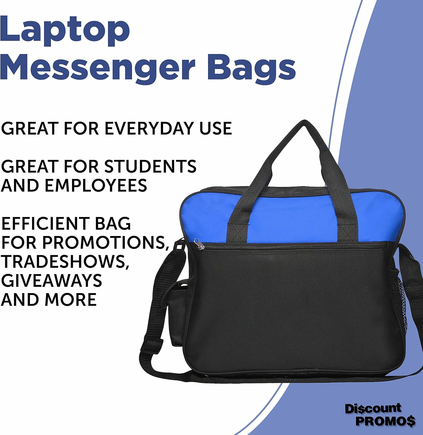DISCOUNT PROMOS Laptop Messenger Bags of 6, Bulk Pack - Perfect for Employees, Students, And For Everyday Use - Blue
