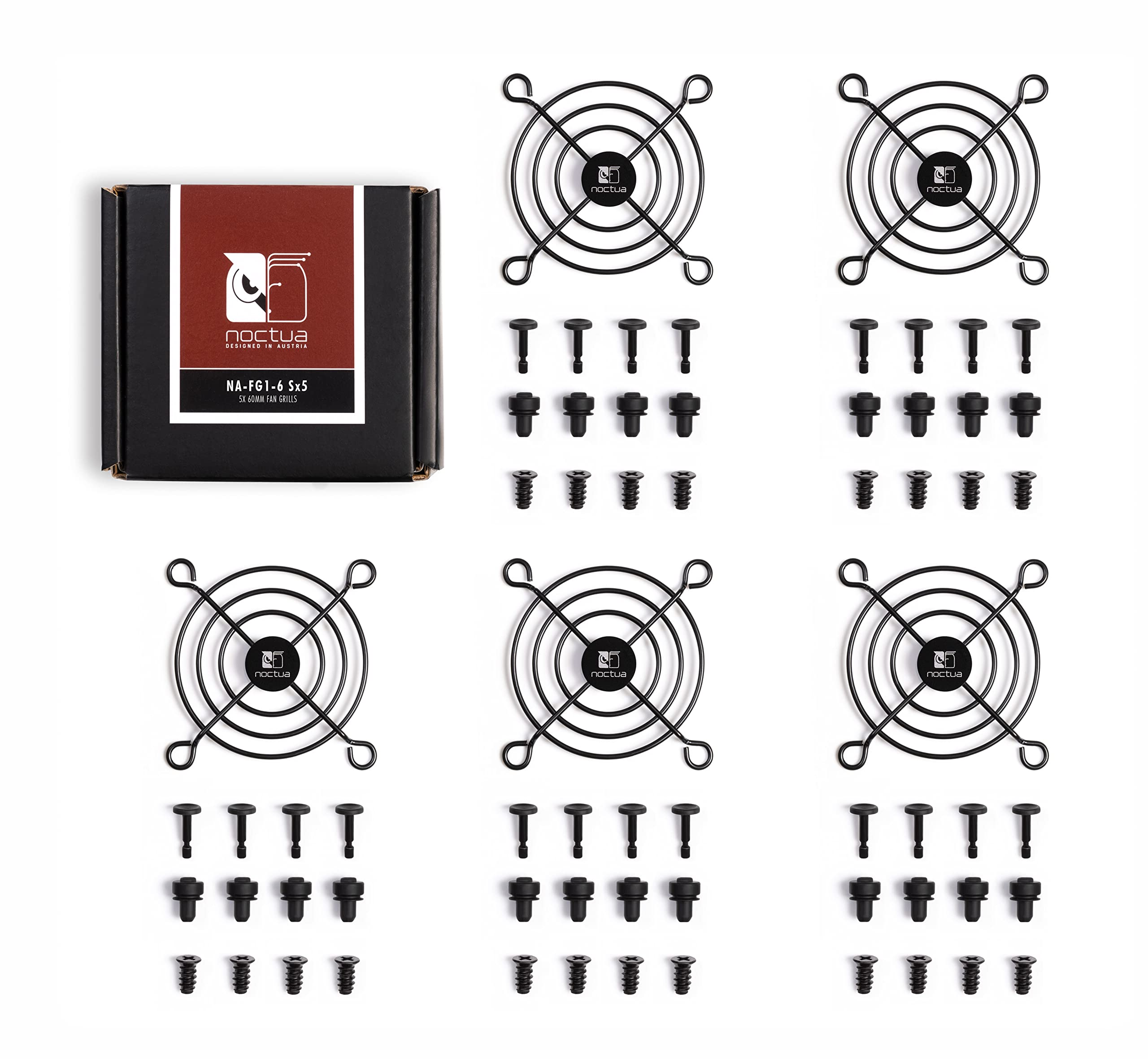 Noctua NA-FG1-6 Sx5, Grilles pour Ventilateurs 60 mm (Kit de 5, Noir)