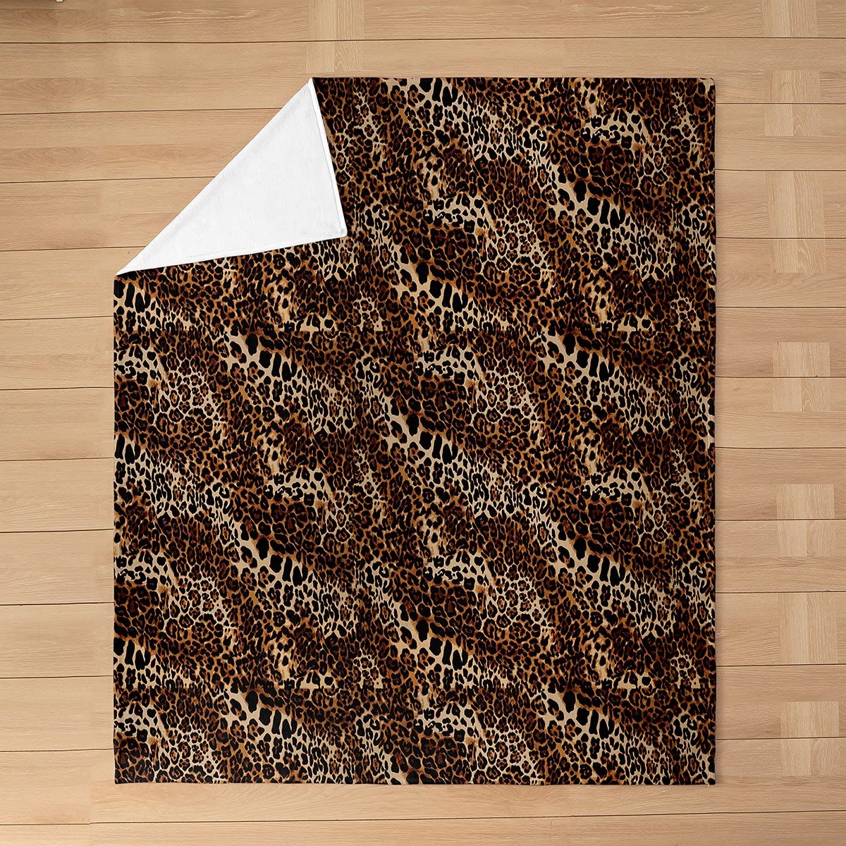 Safari - Coperta in pile con motivo leopardato per tutte le stagioni, per bambini, ragazzi, ragazze, in microfibra con animali selvatici, 150 x 150 cm