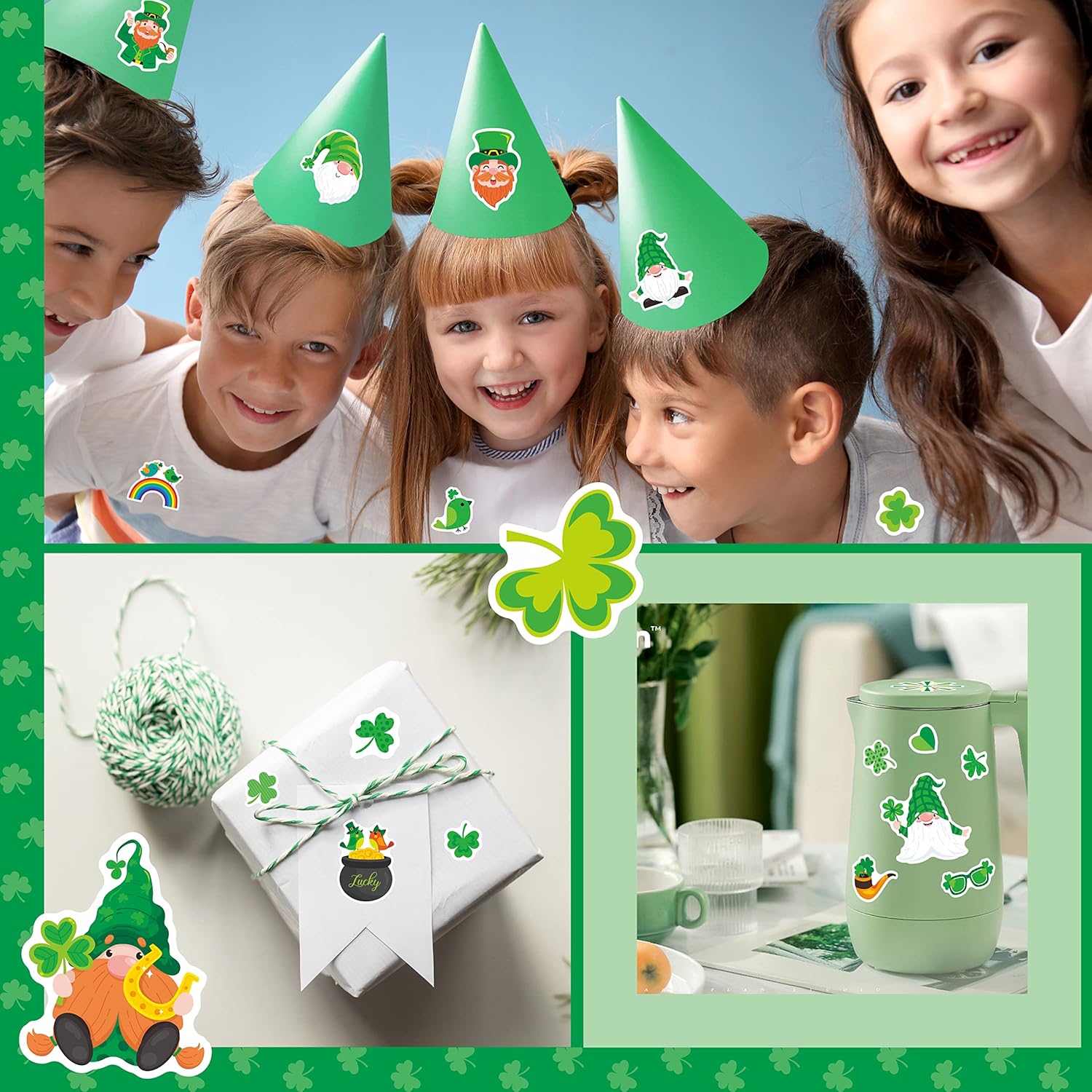 1010 PCS St. Patrick’s Day Stickers, 280 Designs Shamrock Irish Leprechaun Peeking Stickers Saint Patty Holiday Decoration for Holiday Decals Party Supplies Reward Gifts (32 Sheets)