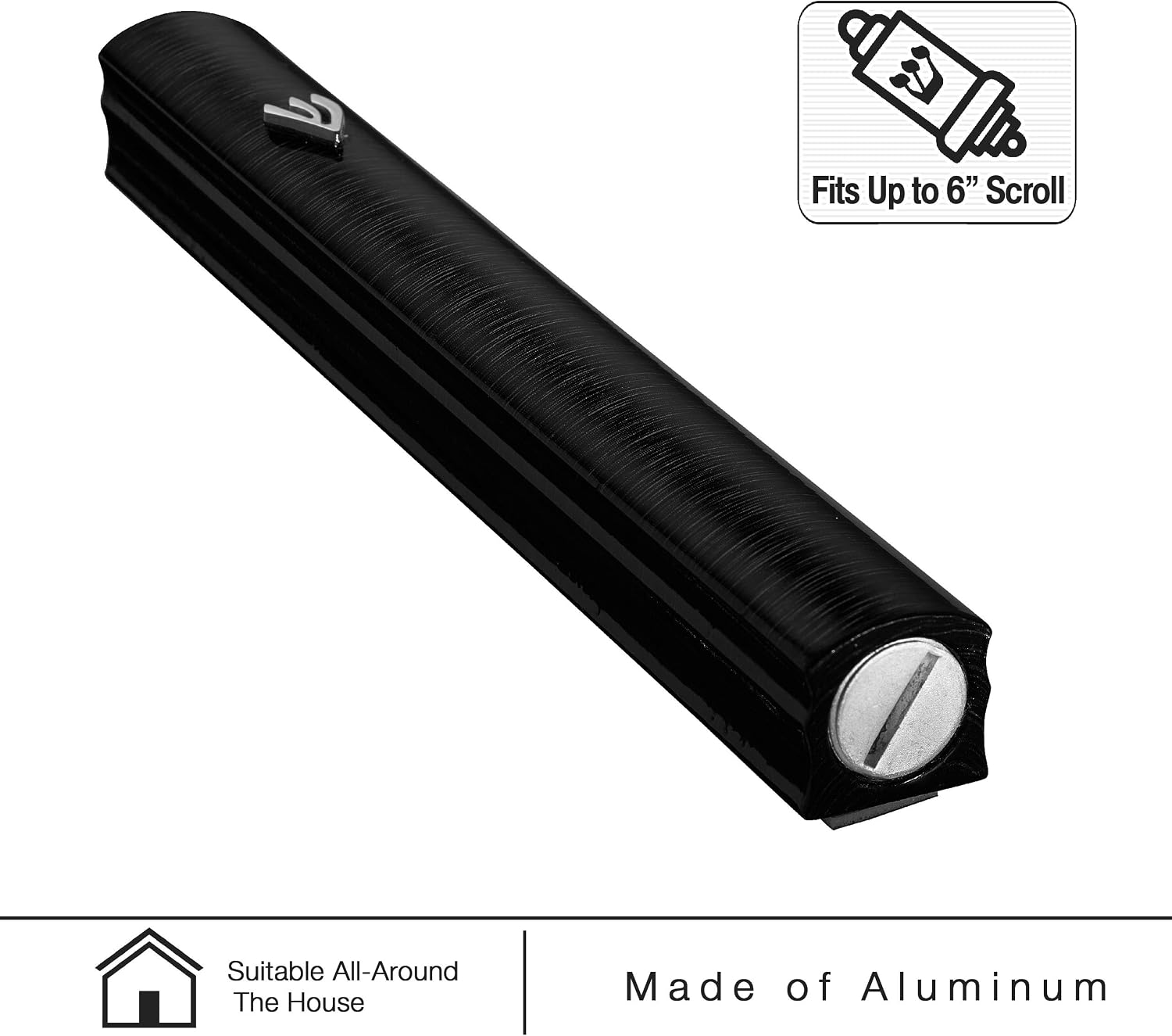 A&S Mezuzot Aluminum Mezuzah Case with 3D Painted Shin Design Easy Peel and Stick Judaica Door Mezuzah for Parchment Scroll (Black, 7 Inches)