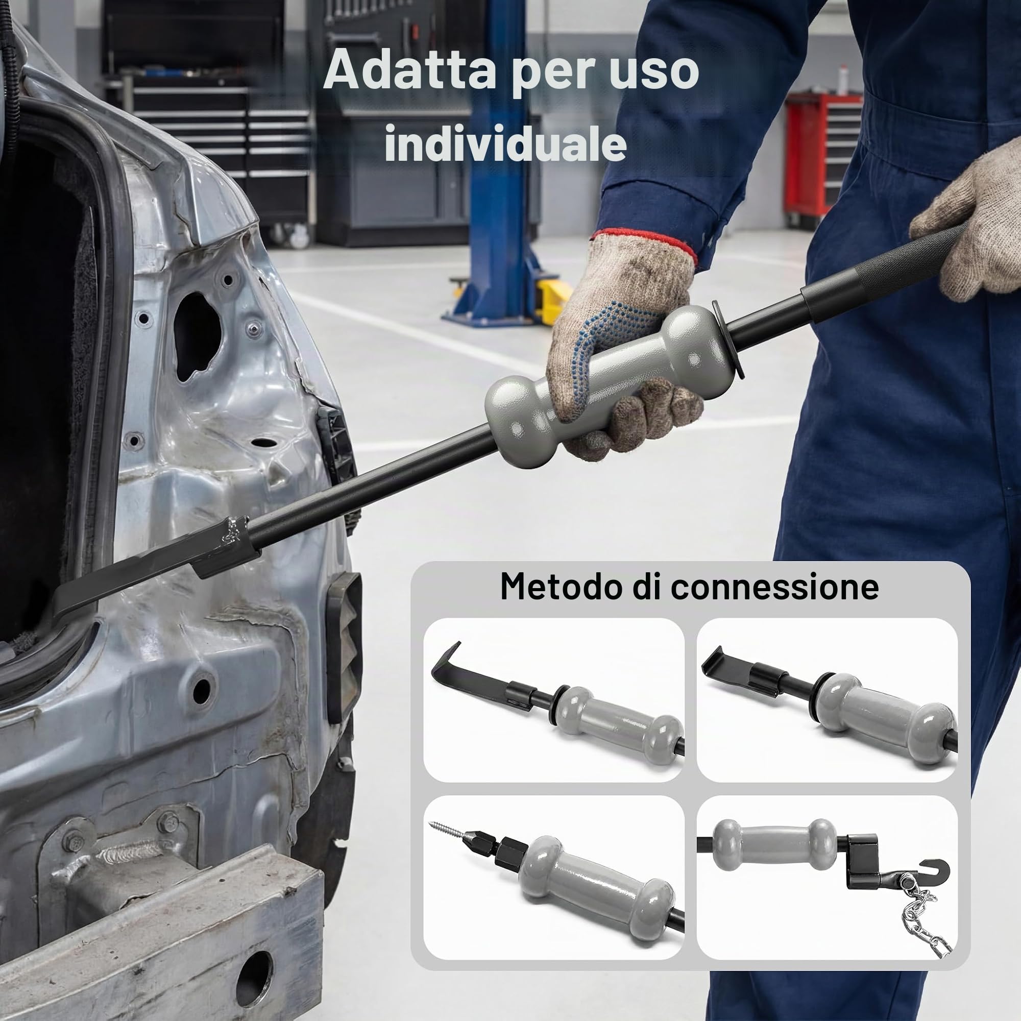 Set universale 11 pezzi per riparazione carrozzeria con martello scorrevole per ammaccature